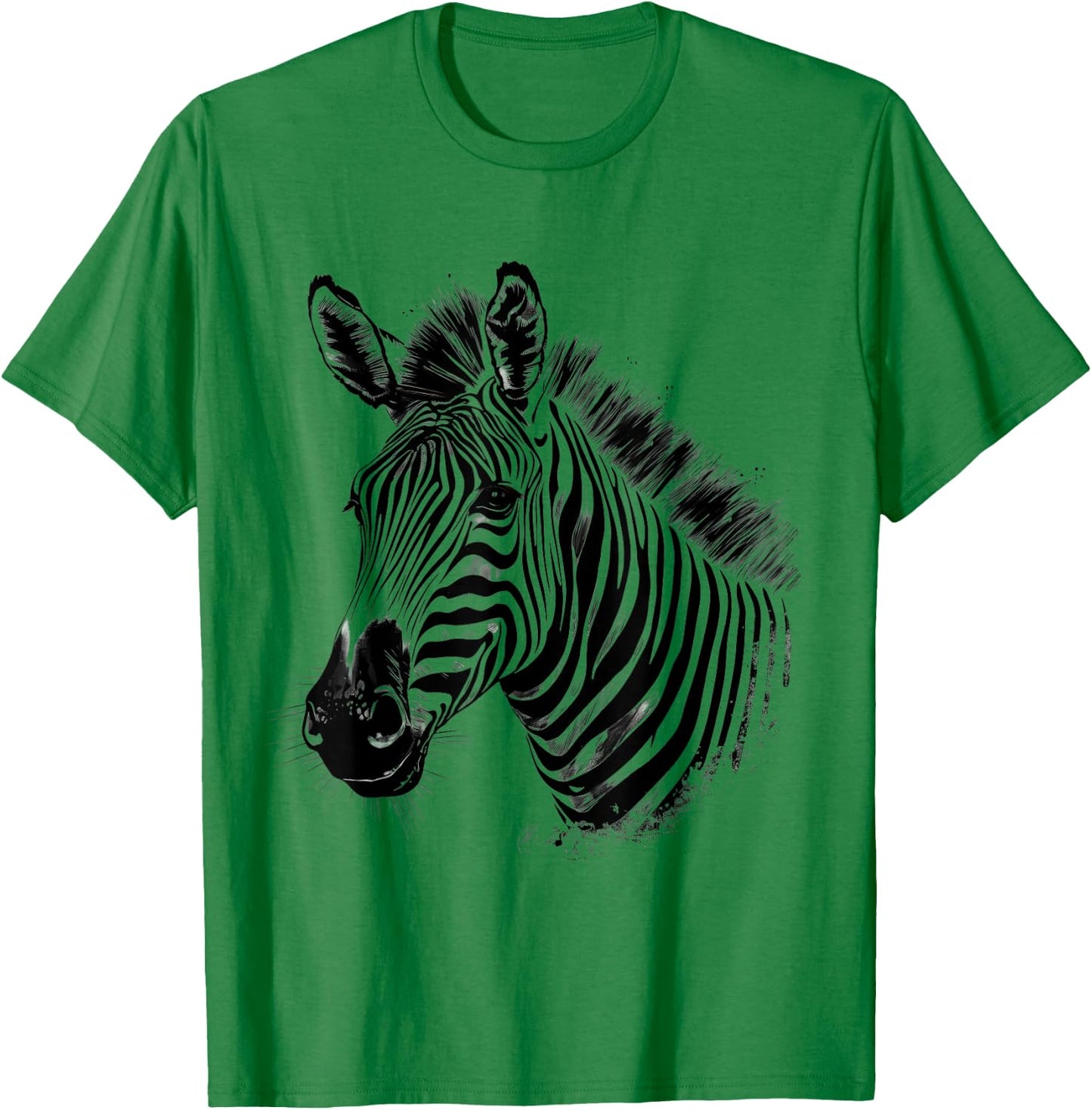 Zebra Wildlife Drawing Animal Print Motif Wildlife Artwork T-Shirt - T-Shirt | Irish Green