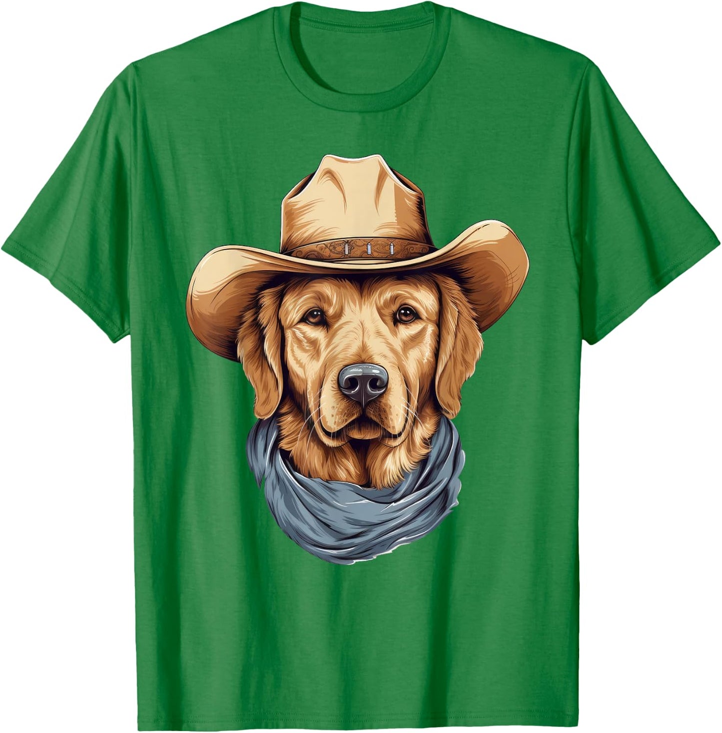Golden Retriever Dog in Cowboy Hat Golden Retriever Lovers T-Shirt - T-Shirt | Irish Green