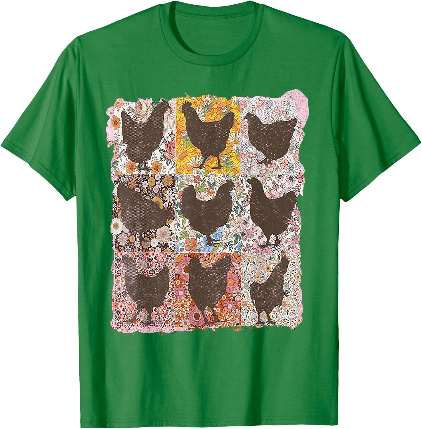 Retro Boho Chicken Farm Shirt Chicken Floral Mother's Day T-Shirt - T-Shirt | Irish Green