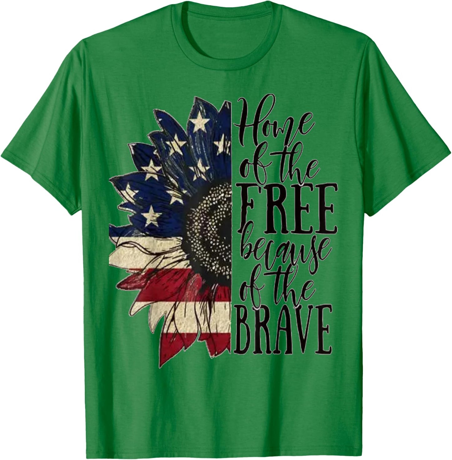 American Flag Patriot Home of The Free Because of The Brave T-Shirt - T-Shirt | Irish Green
