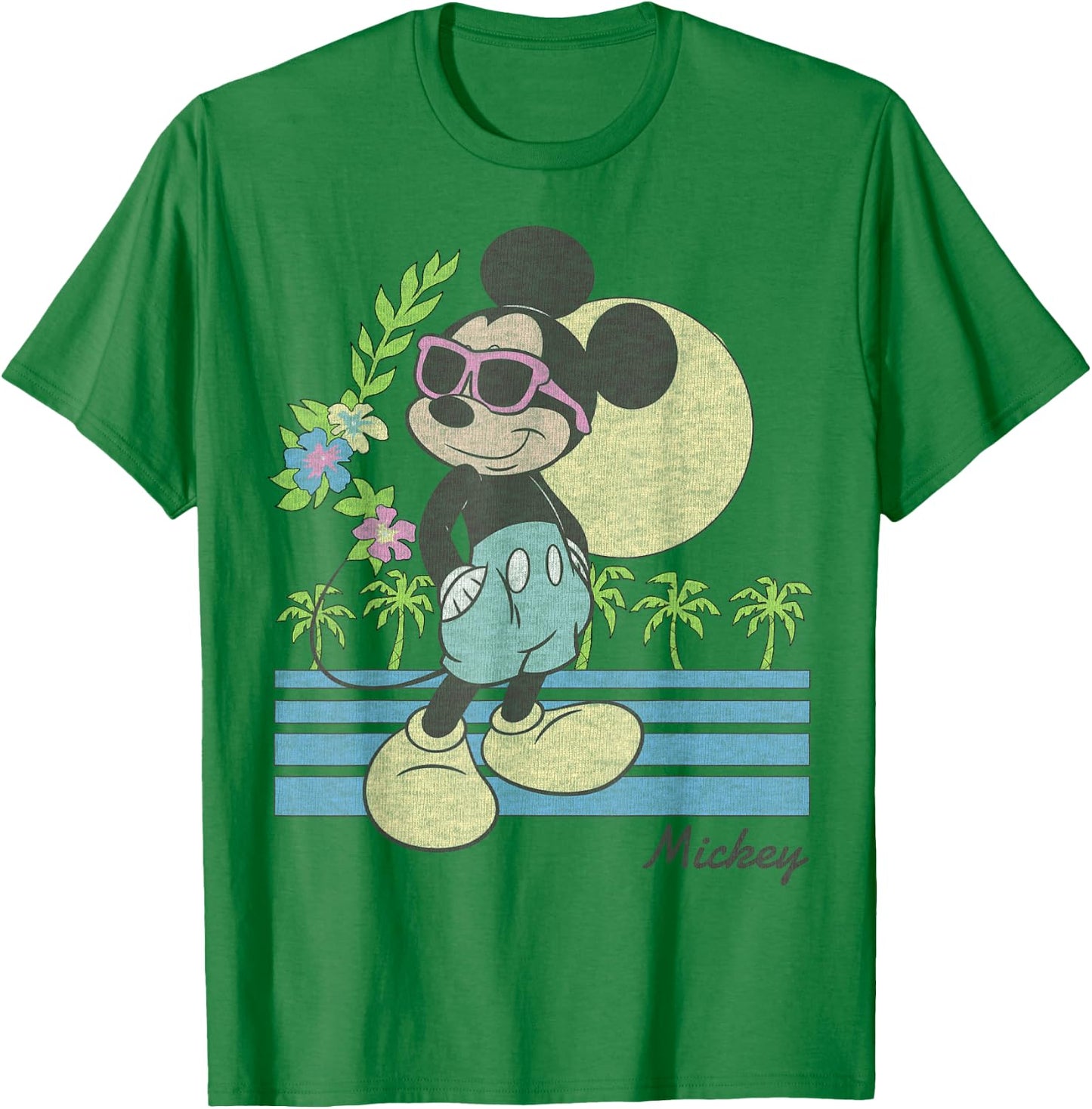 Disney Mickey and Friends Mickey Retro Beach Small T-Shirt - T-Shirt | Irish Green
