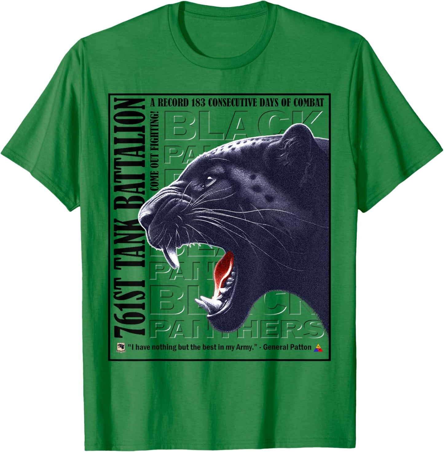 761st Tank Battalion WWII Black Panthers Recognition T-Shirt - T-Shirt | Irish Green