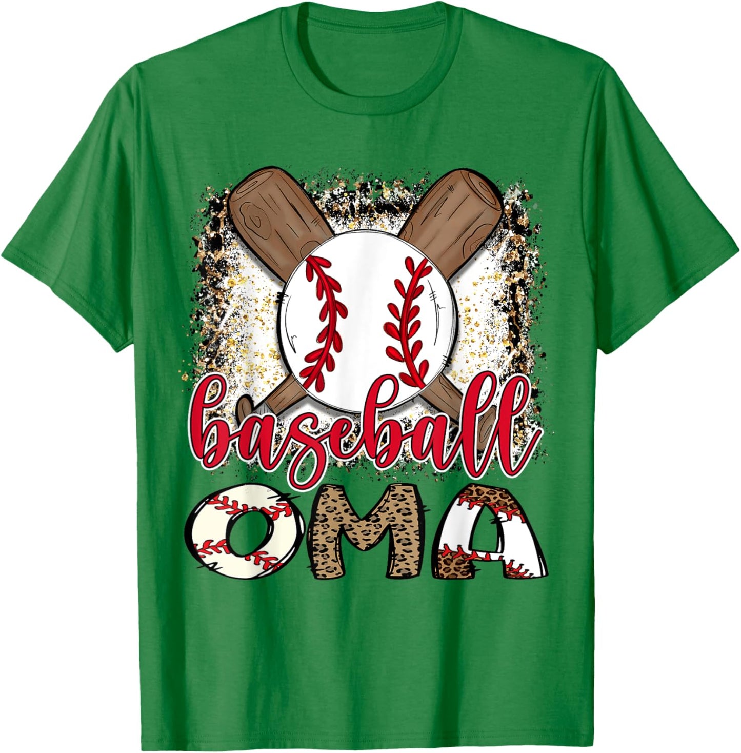 Baseball Oma Leopard Proud Ball Oma T-Shirt - T-Shirt | Irish Green