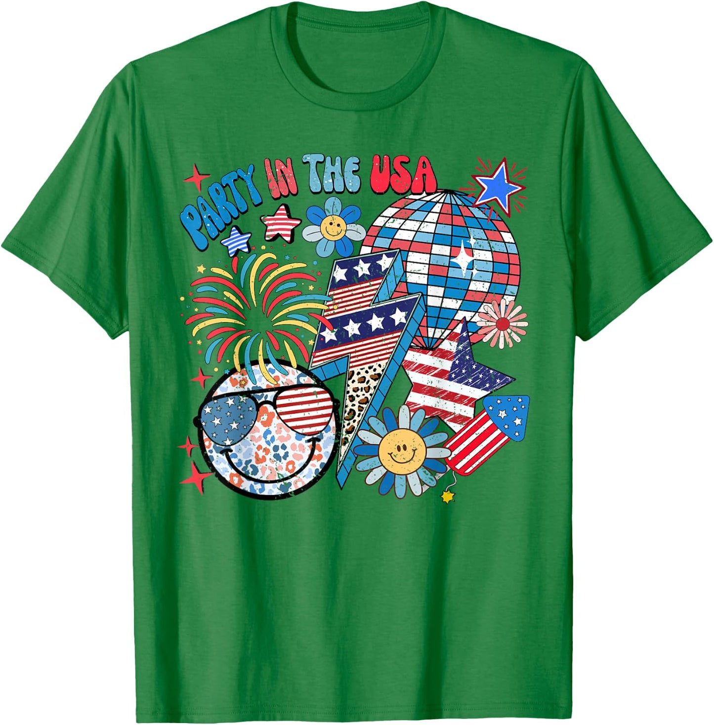 American Flag Party in USA 4th July Patriotic Kids Teen Girl T-Shirt - T-Shirt | Irish Green