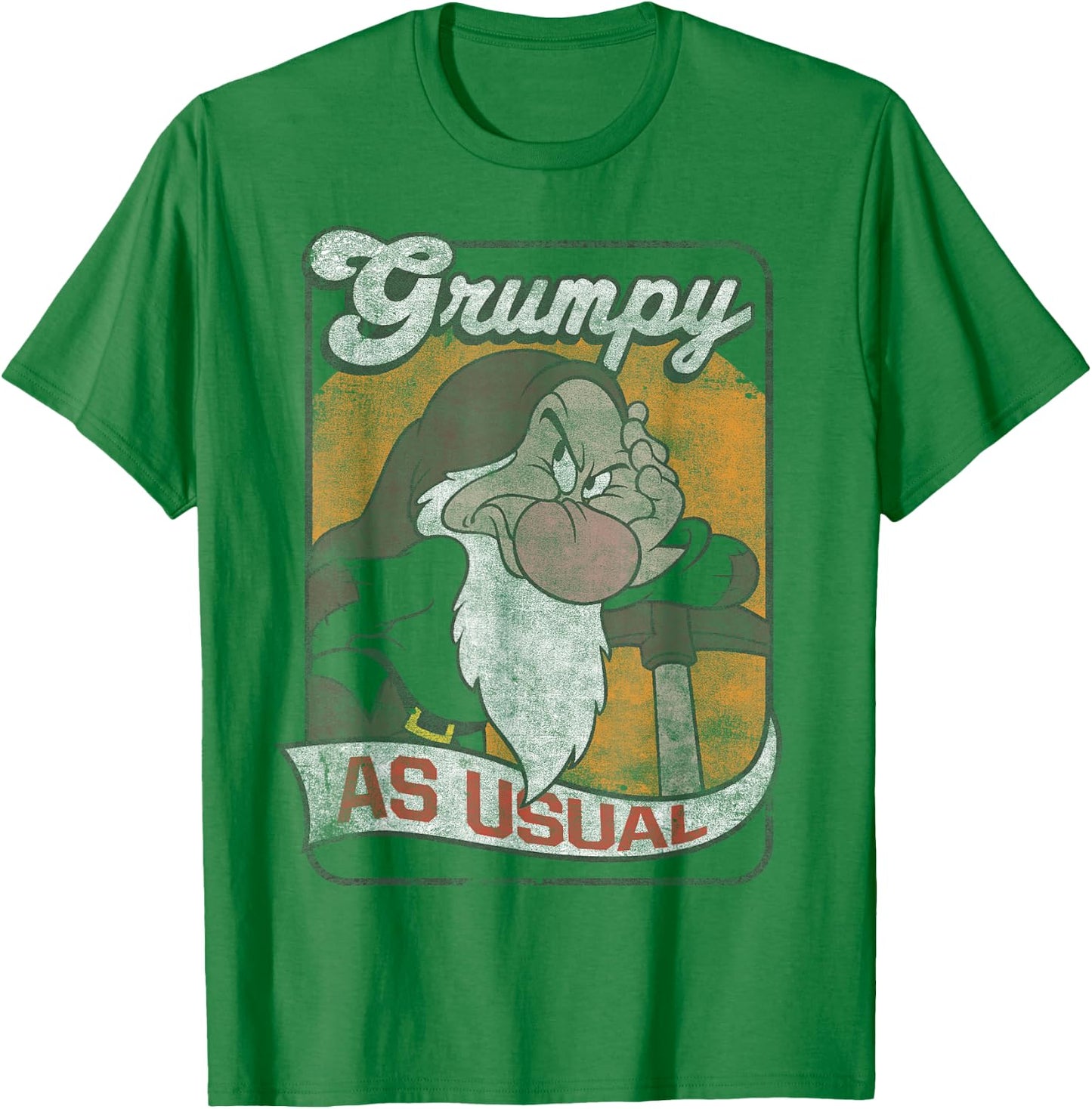 Disney Snow White Grumpy As Usual Vintage Card T-Shirt - T-Shirt | Irish Green