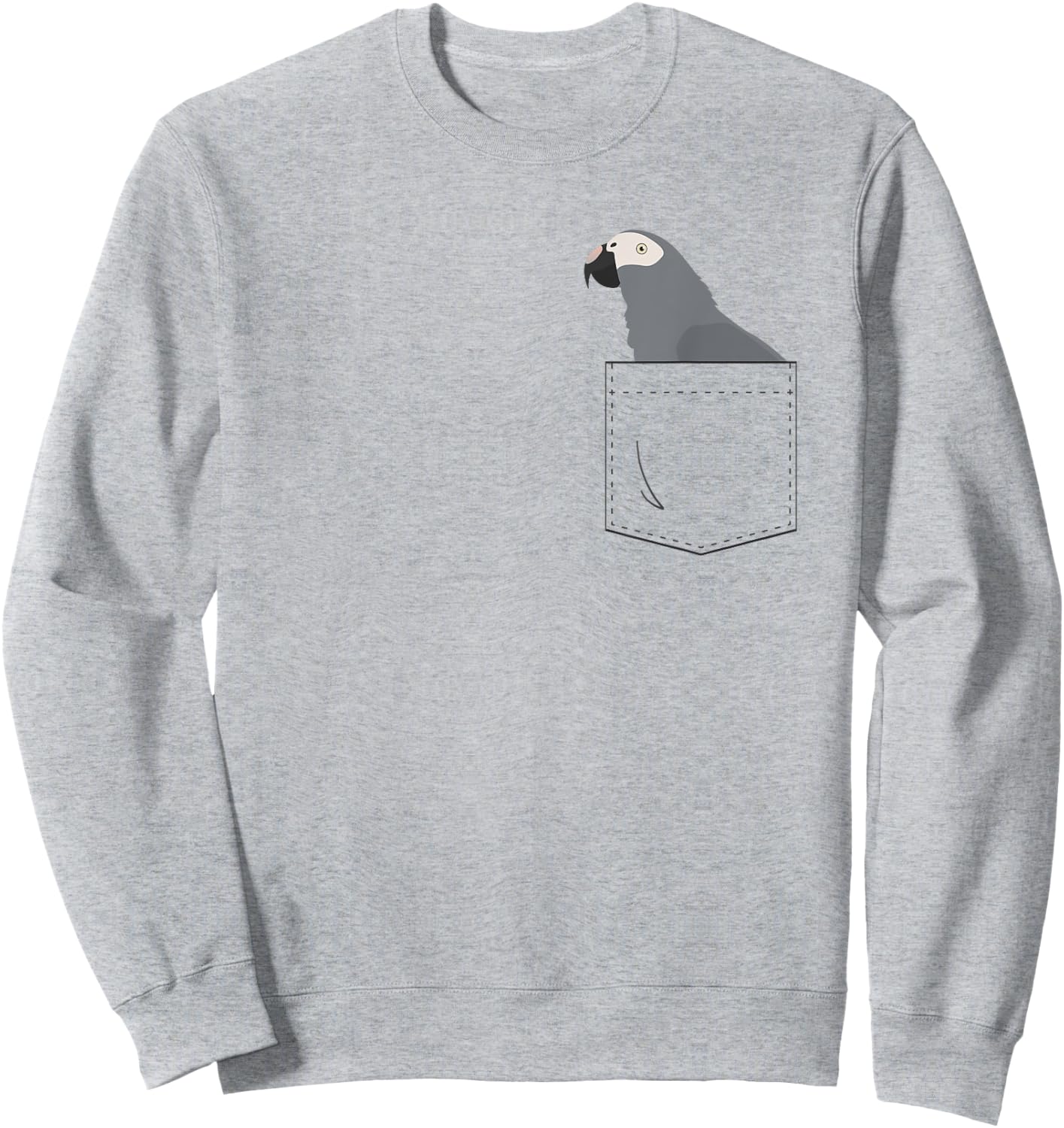 Timneh African Grey Parrot in Fake Pocket Sweatshirt - Sweatshirt | Ash
