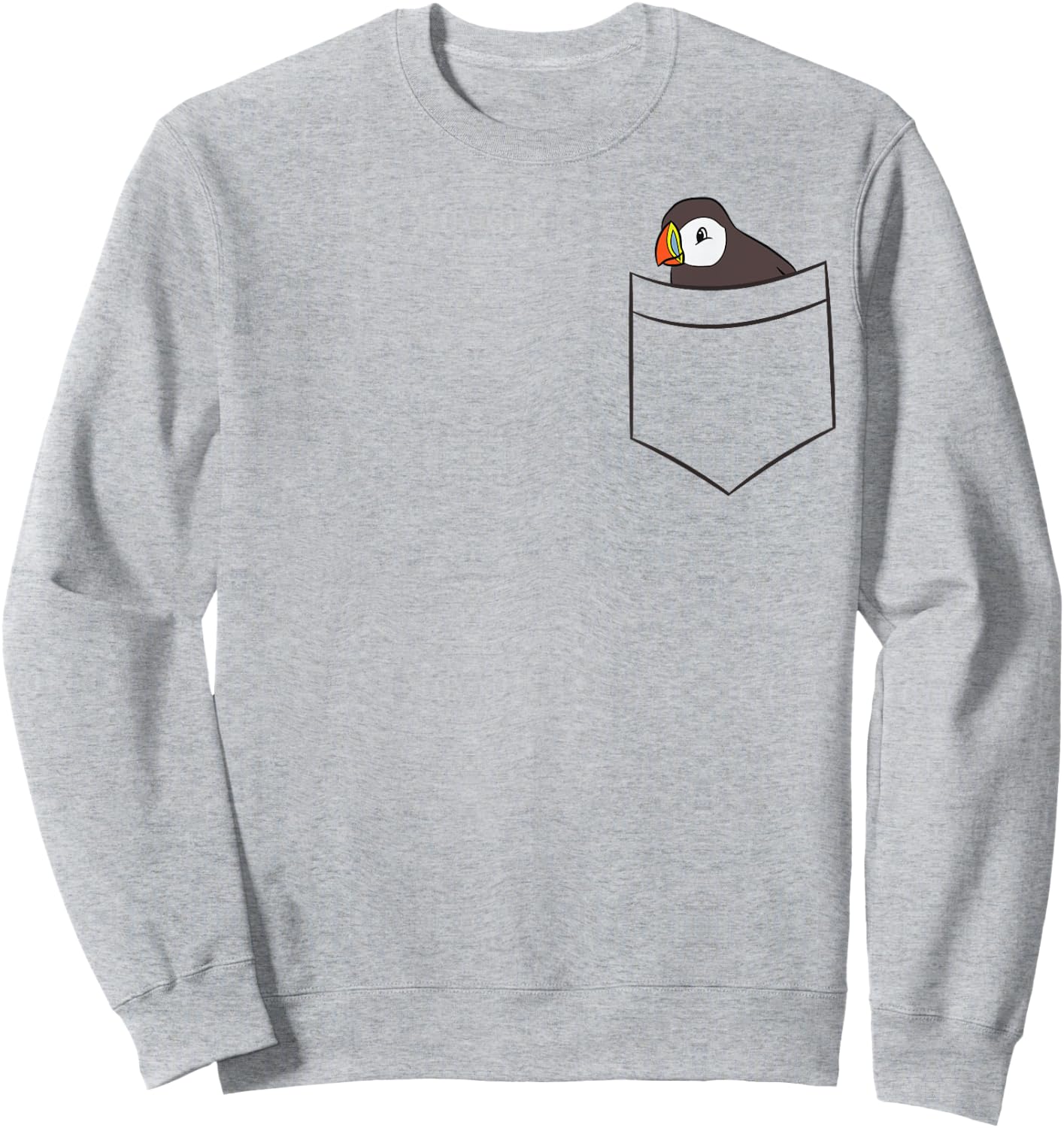 Puffin In The Pocket Seabird Iceland Pocket Puffin Sweatshirt - Sweatshirt | Ash