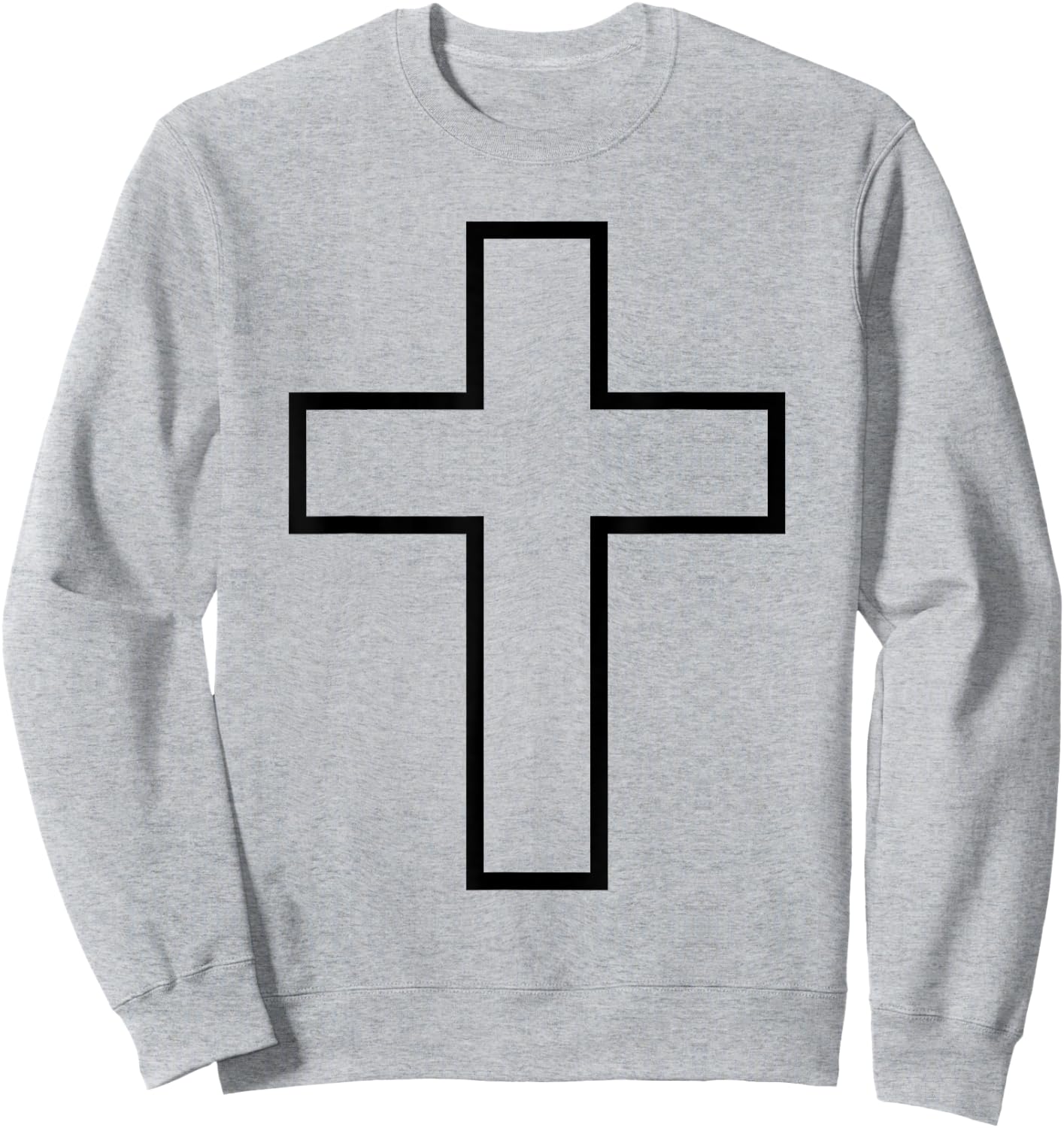 Black Cross Symbol Silhouette Outfit Sacred God Design Cross Sweatshirt - Sweatshirt | Ash