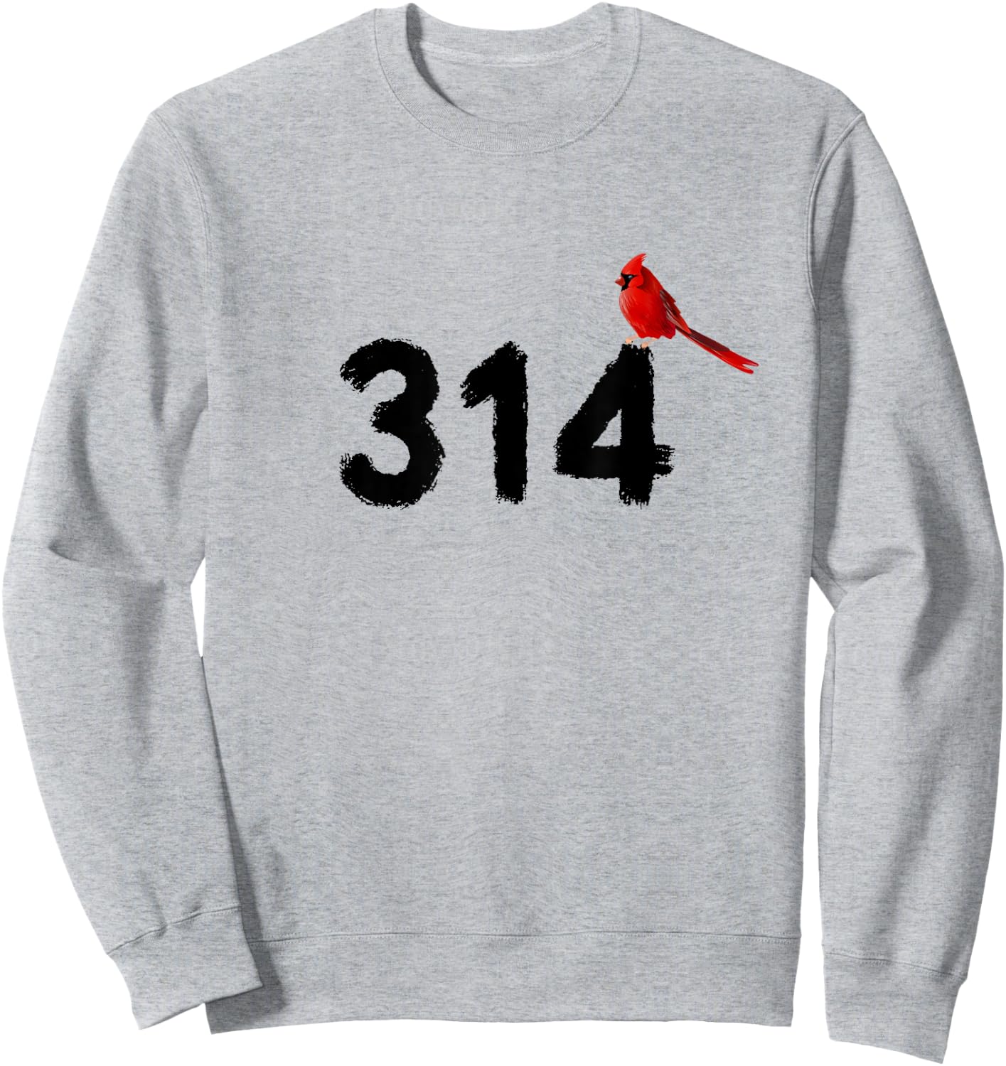GGT 314 Saint Louis MO Red Bird Cardinal STL Area Code Sweatshirt - Sweatshirt | Ash