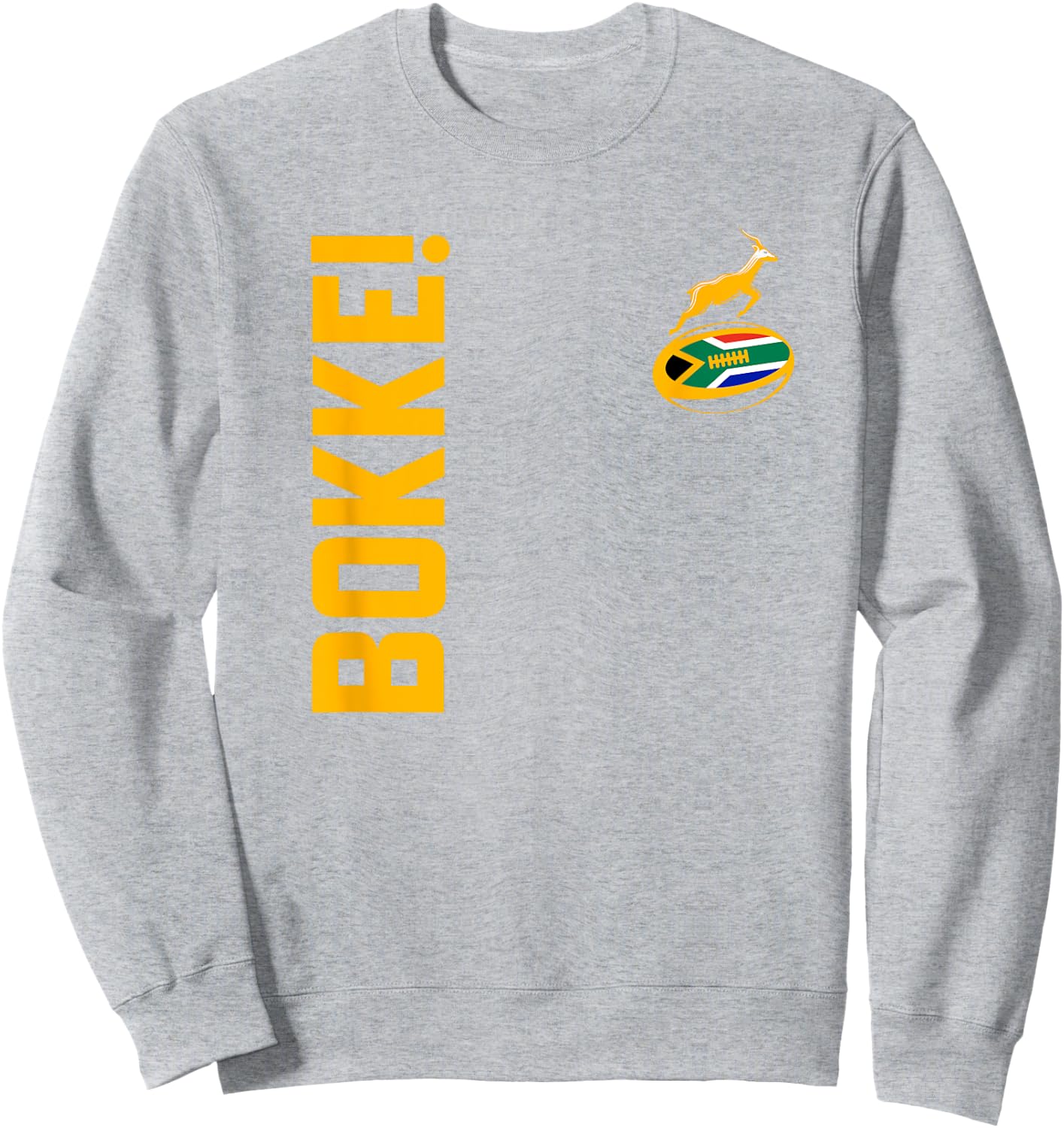 Springbok Rugby. Bokke, South African Flag. With Back Print Sweatshirt - Sweatshirt | Ash
