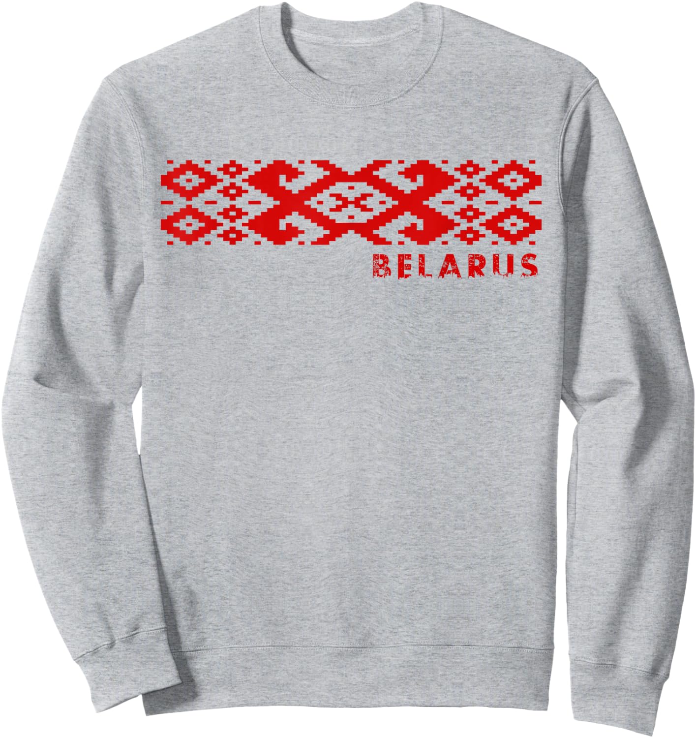 Belarus National Ornament Pattern Old Flag Pagonya Sweatshirt - Sweatshirt | Ash