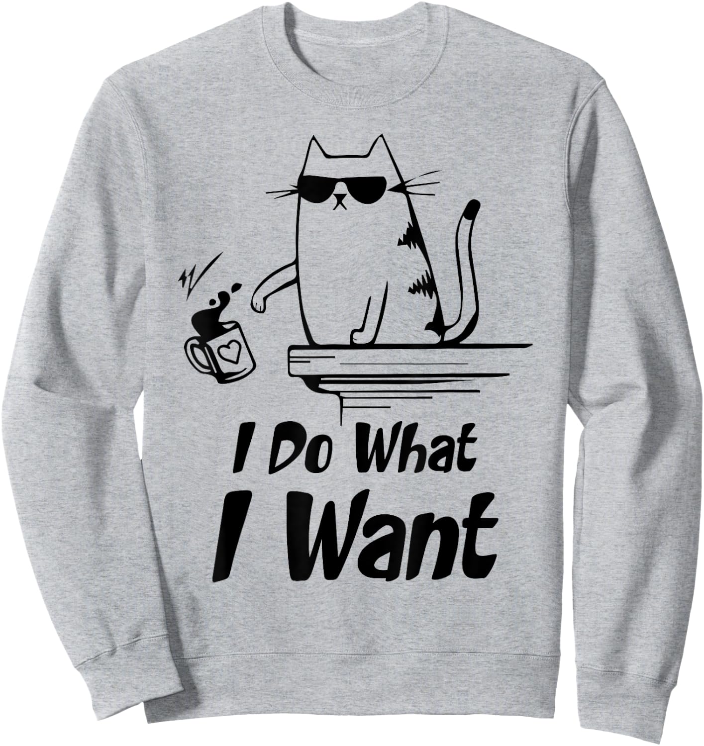 Do What I Want Black Cat Red Cup Funny Graphic Women Girls Kids Sweatshirt - Sweatshirt | Ash