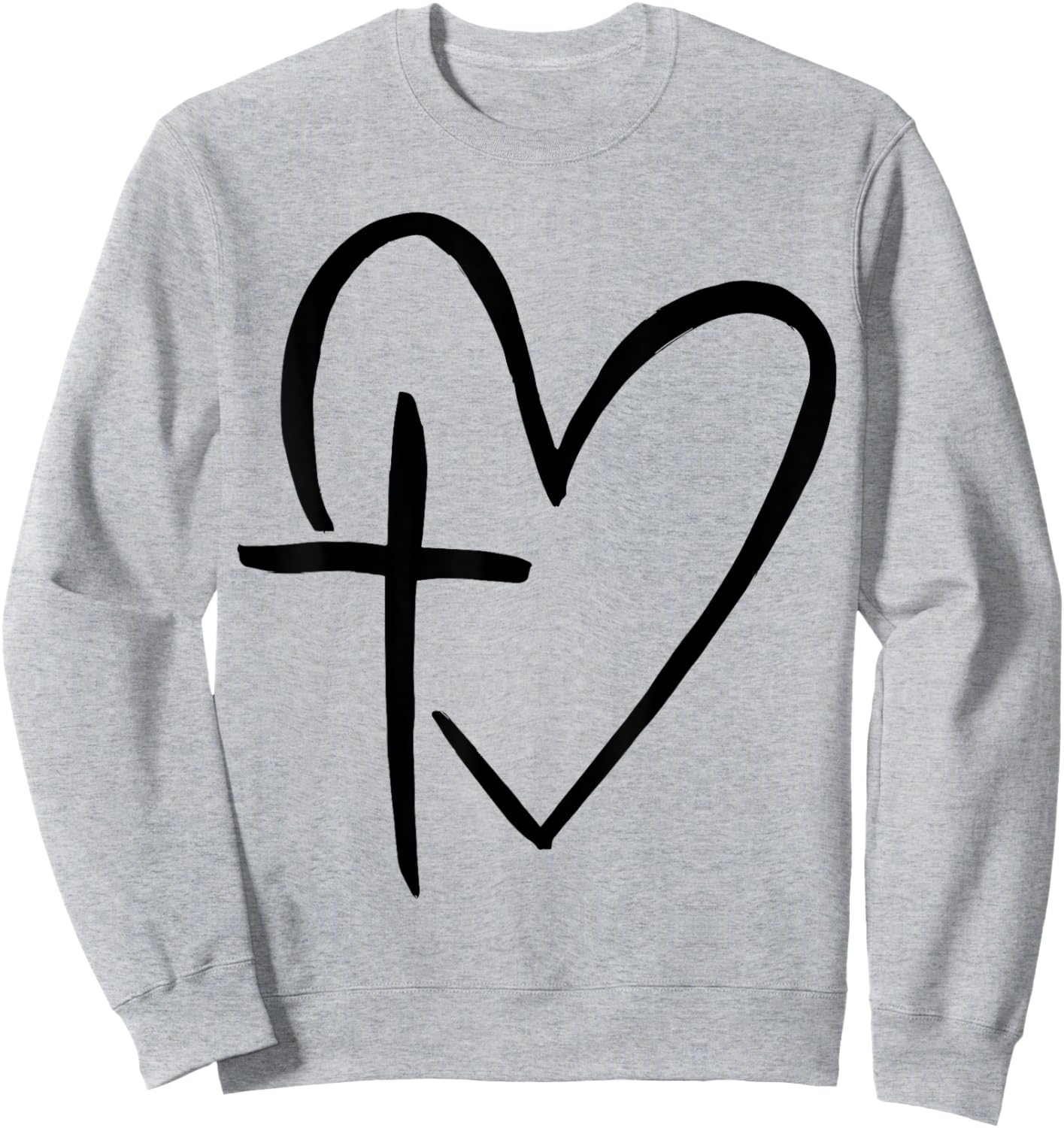 Stylish Cross In Heart Christian Heart Christian Cross Sweatshirt - Sweatshirt | Ash