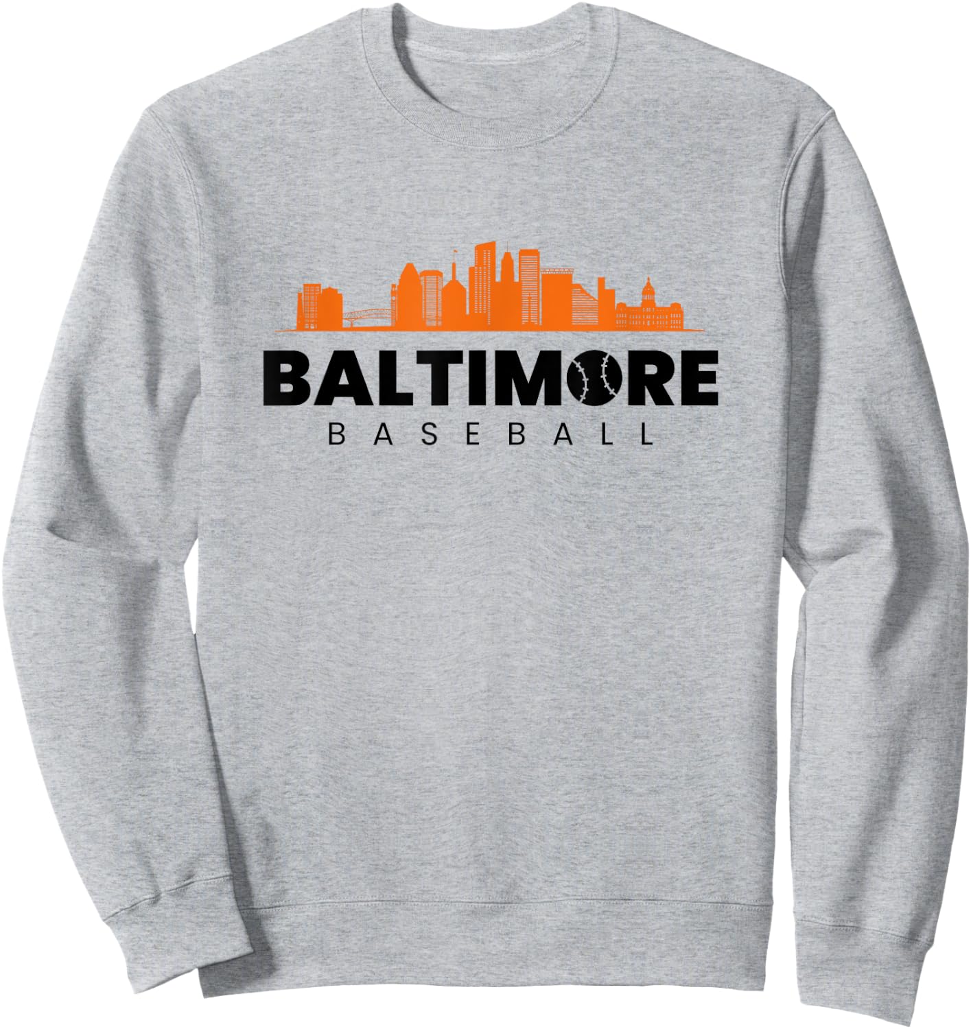 Baltimore Baseball Minimalist City Skyline Baseball Lover Sweatshirt - Sweatshirt | Ash