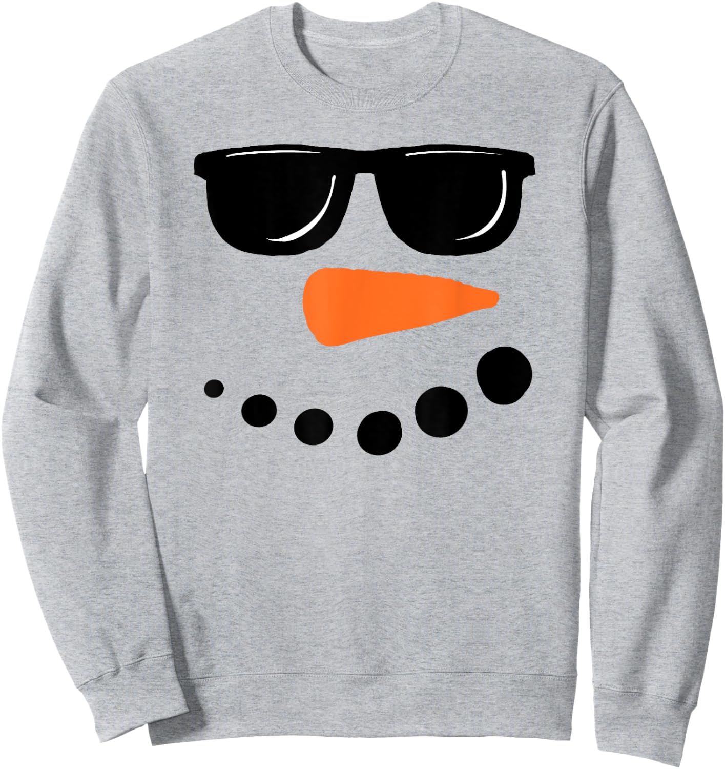 Funny Christmas Winter Snowman Face Carrot Nose Sunglasses Sweatshirt - Sweatshirt | Ash