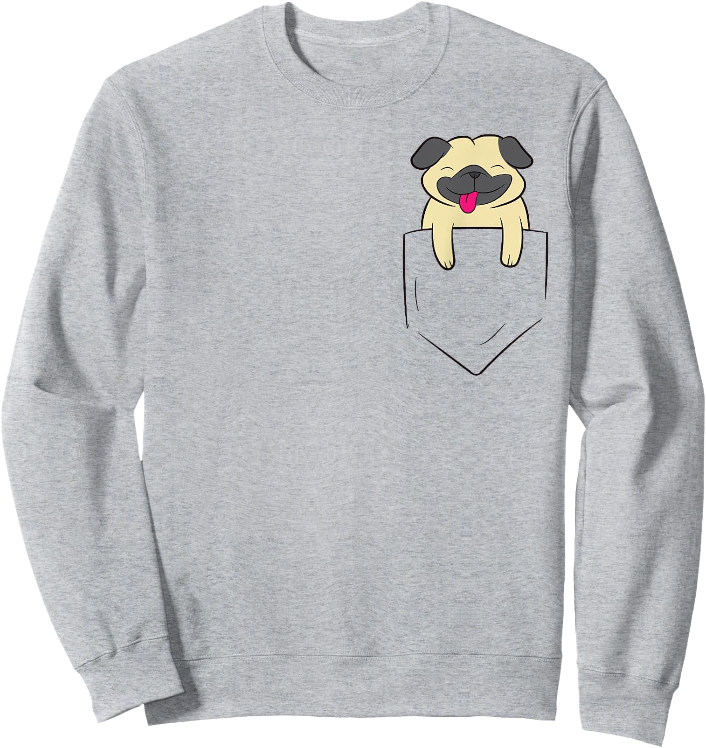 Pug Dog In Pocket Cute Pocket Pug Dog Sweatshirt - Sweatshirt | Ash