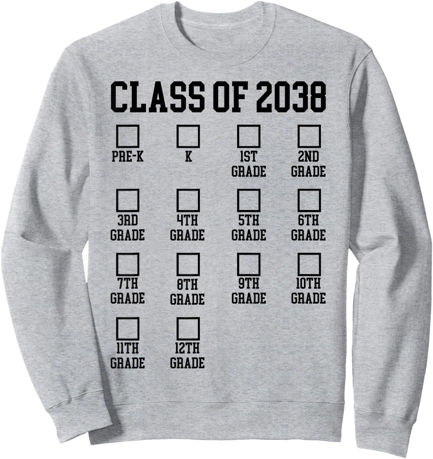 Class of 2038 Grow with me Checklist Graduation Sweatshirt - Sweatshirt | Ash