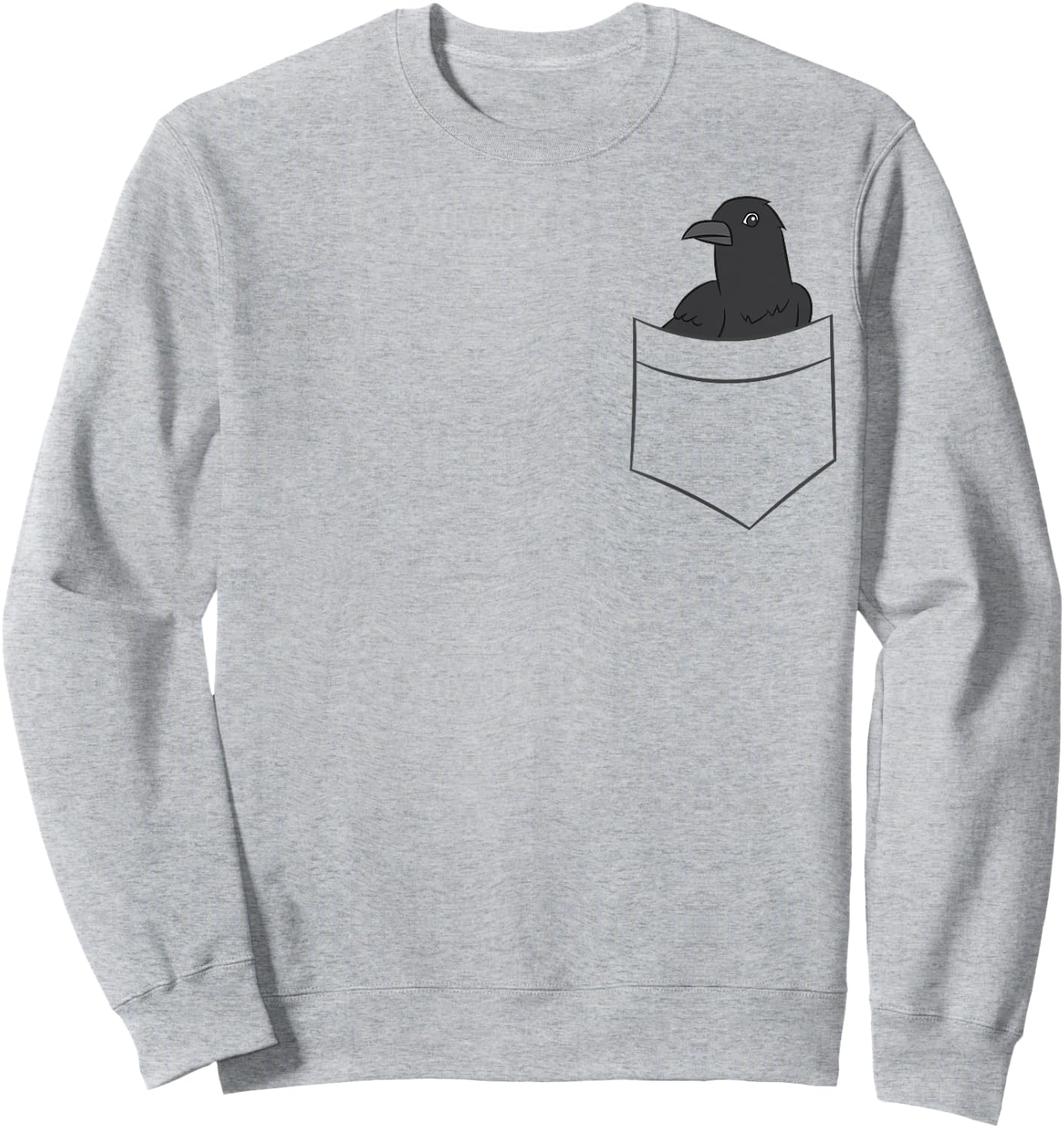 Cute Crow In A Pocket Funny Pocket Crows Raven In Pocket Sweatshirt - Sweatshirt | Ash