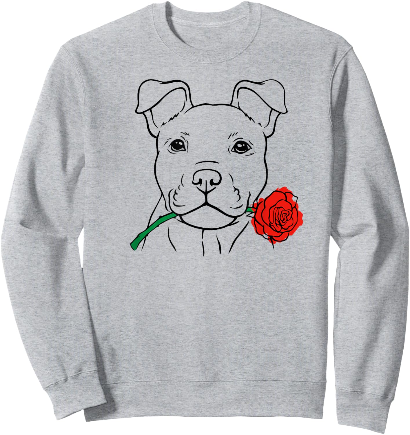 Cute Puppy Love with Rose - Dog Lover Christmas & Valentines Sweatshirt - Sweatshirt | Ash