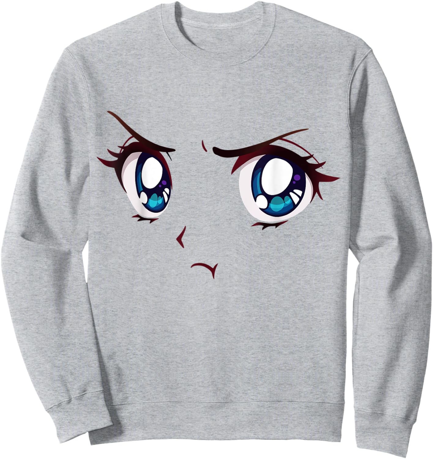 Angry Anime Eyes Shirt Face Mood Aesthetic Anime Merch Sweatshirt - Sweatshirt | Ash