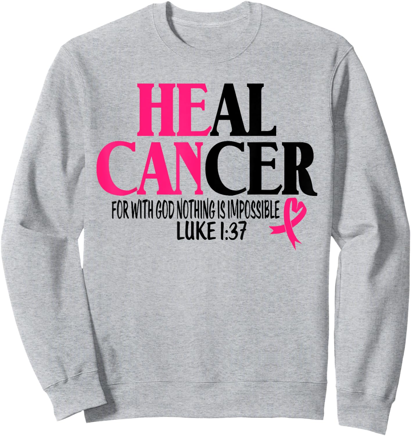 Breast Cancer Fighter Christian God Pink Ribbon Awareness Sweatshirt - Sweatshirt | Ash