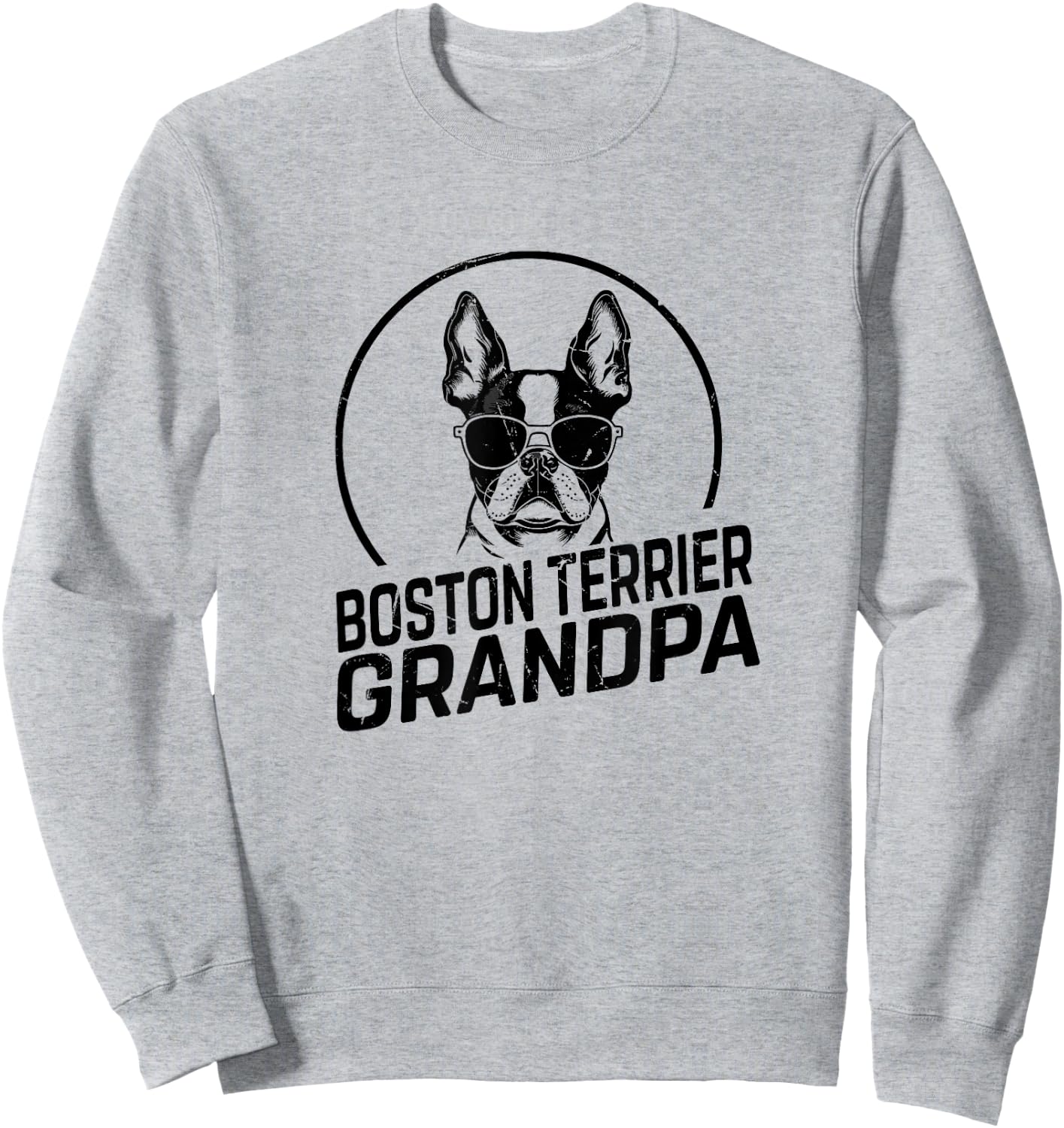 Boston Terrier Dog Grandpa Grand Paw Dog Lover Gifts Men Dad Sweatshirt - Sweatshirt | Ash