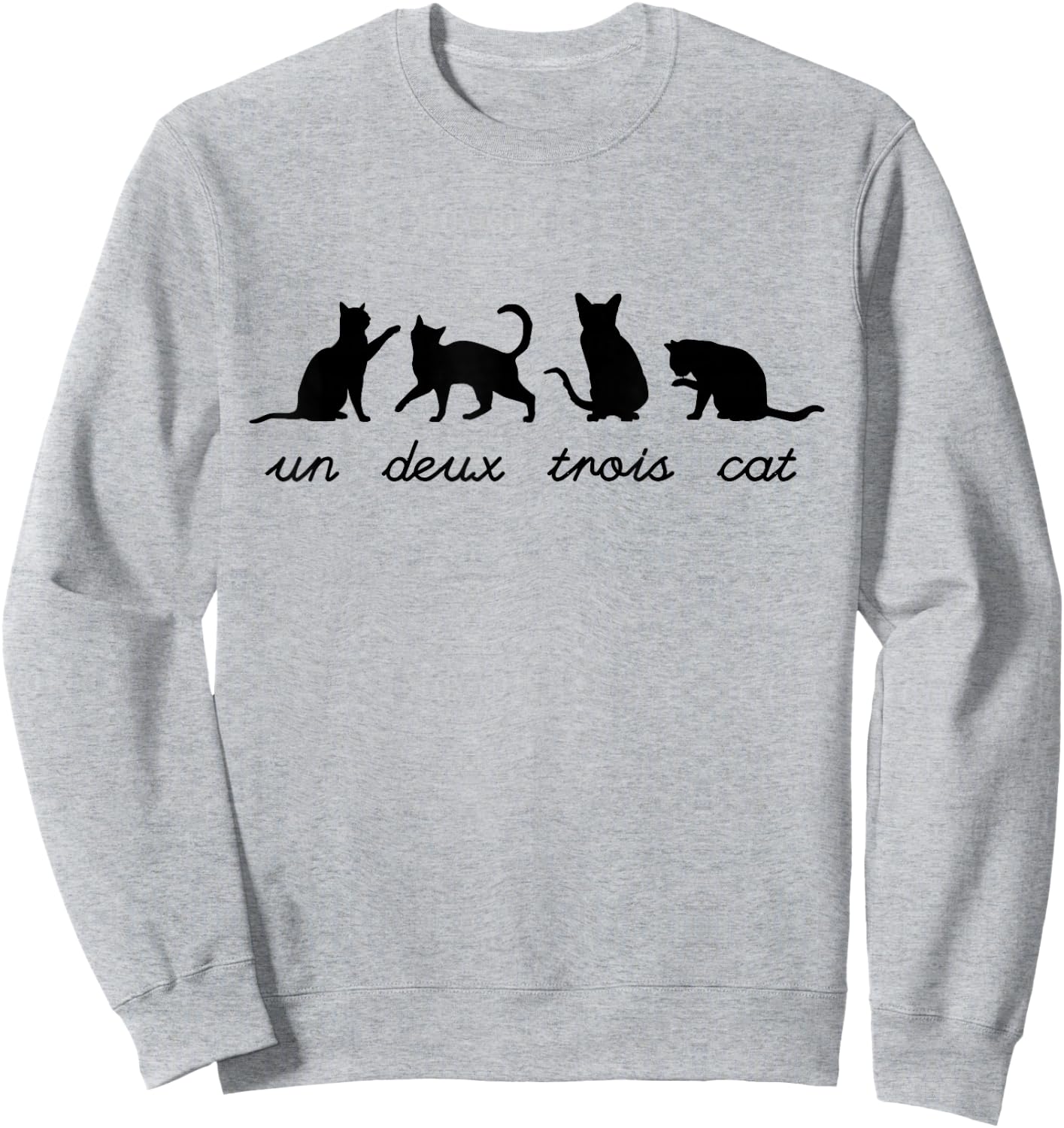 Un Deux Trois Cat Cute Funny French Teacher Pun Cat Lovers Women Girls Kids Sweatshirt - Sweatshirt | Ash