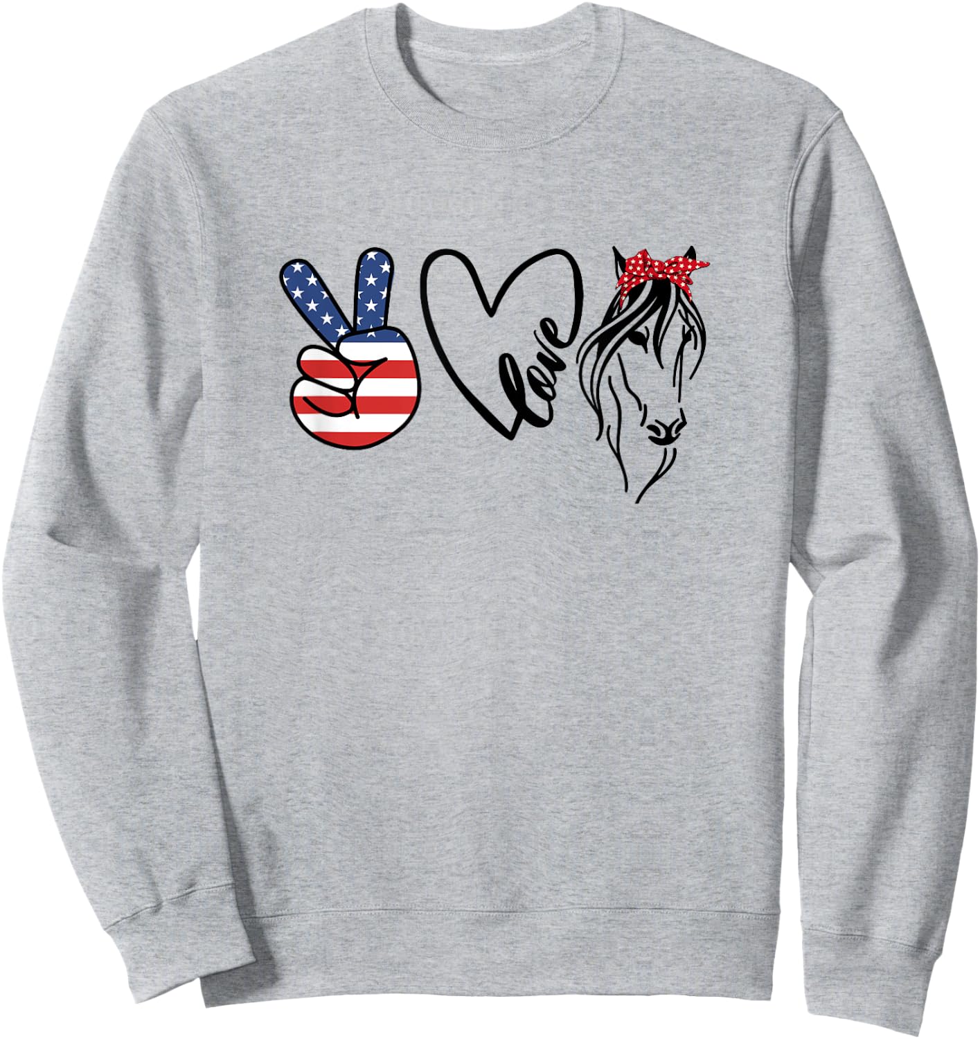 Cowgirls Shirts Americana Peace Love Horses 4th of July Sweatshirt - Sweatshirt | Ash