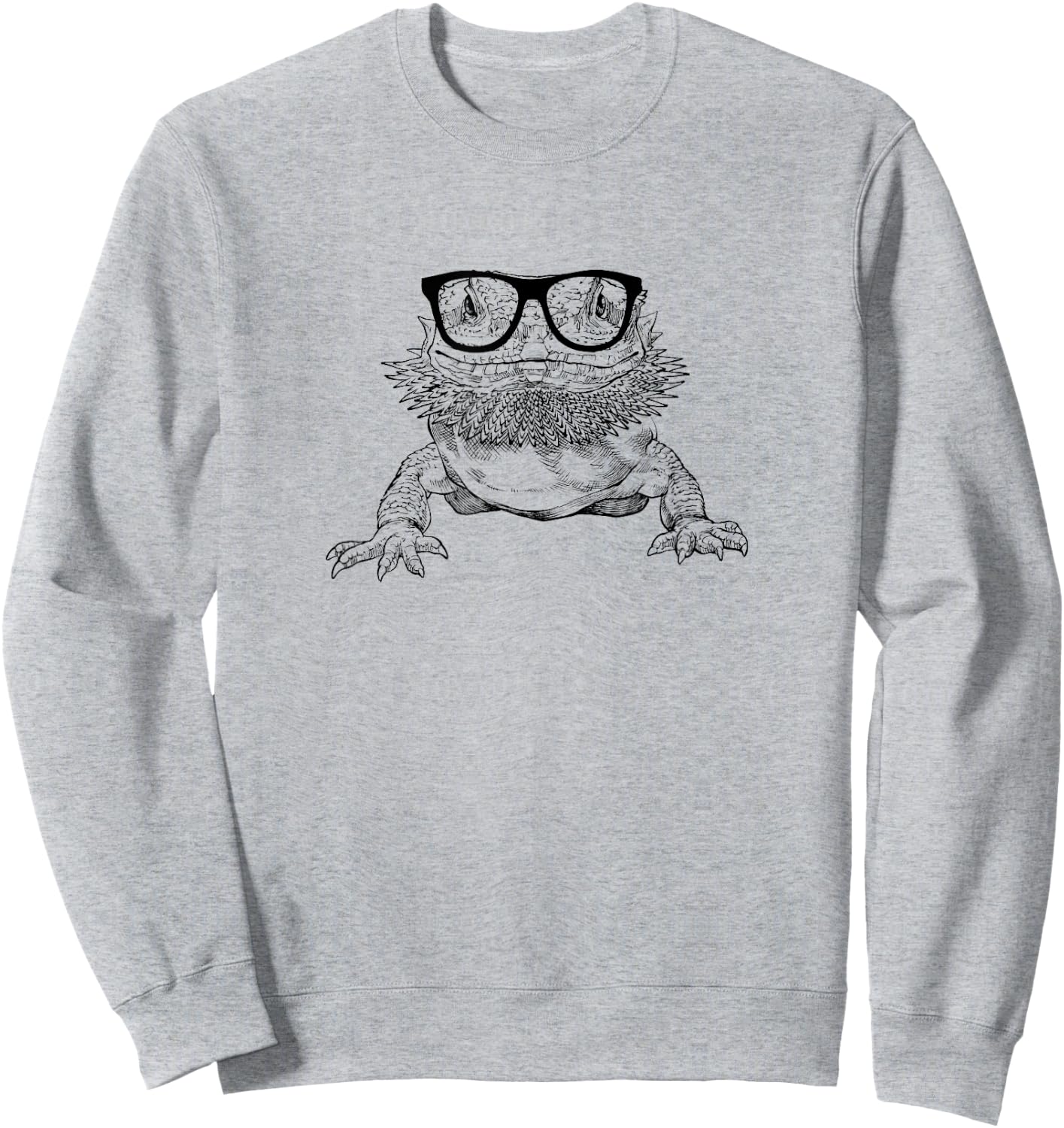 The Pawster Bearded Dragon Nerdy Glasses Animal Sweatshirt - Sweatshirt | Ash