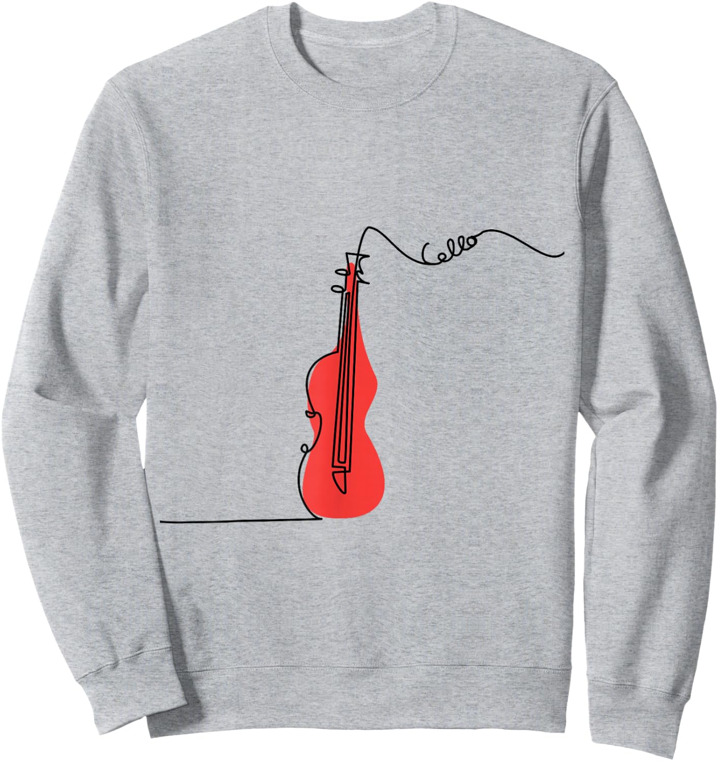 Cellist Music Orchestra Design One-Line Cello Small Sweatshirt - Sweatshirt | Ash