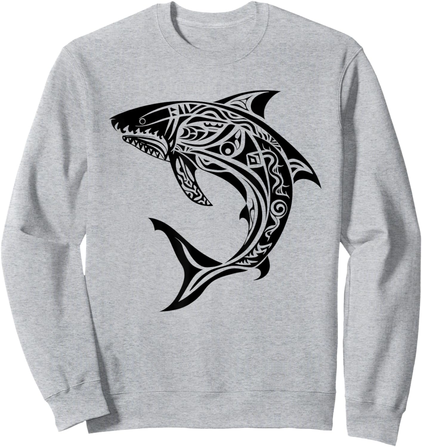 Tribal Shark Shirt - Maori Shirt - Hawaiian Tribal Sweatshirt - Sweatshirt | Ash