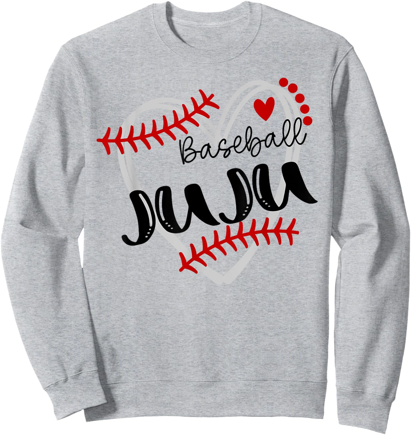 Personalized Baseball Heart Cute Juju Men Women Sweatshirt - Sweatshirt | Ash