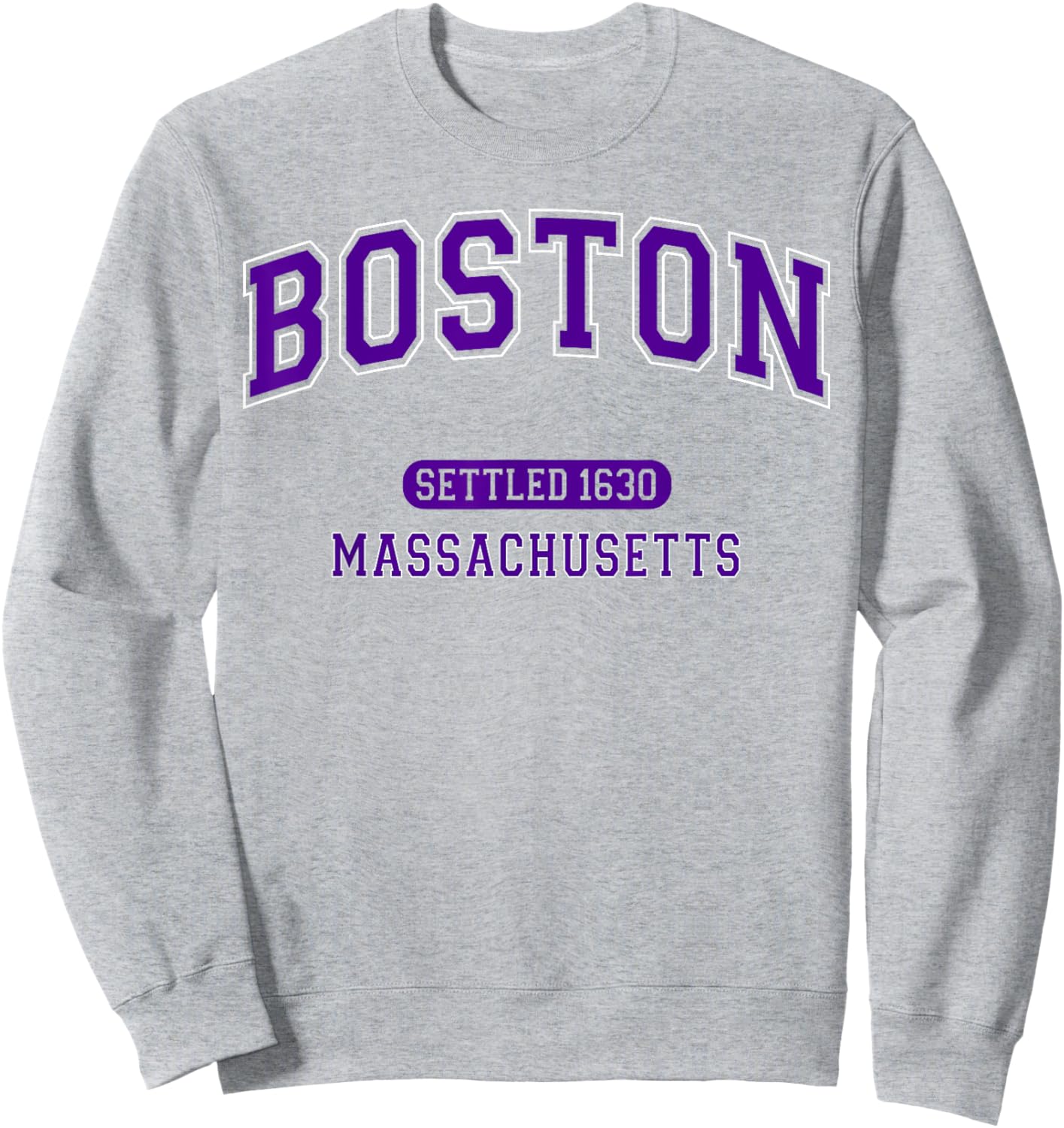 Boston Massachusetts Settled 1630 Vintage Sports Purple Sweatshirt - Sweatshirt | Ash