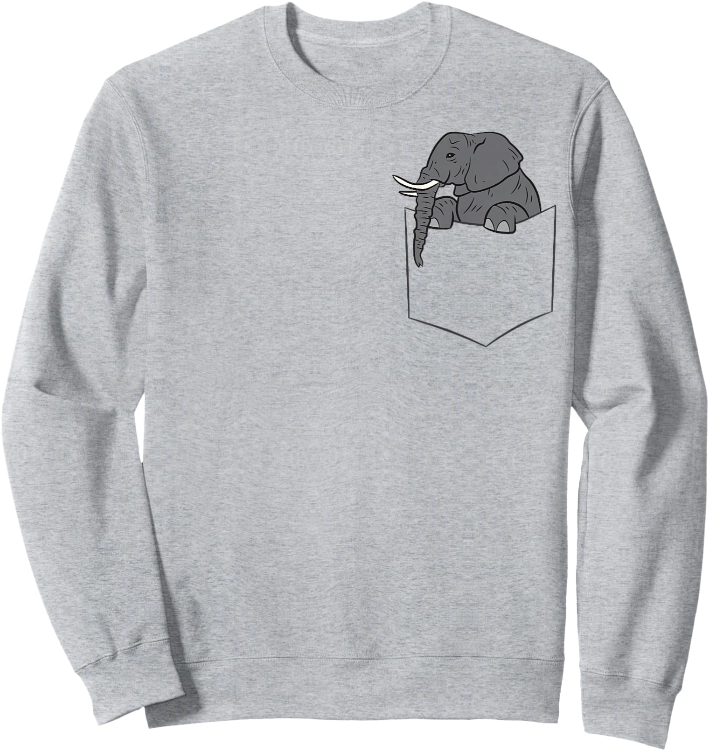 Elephant in A Pocket Funny Pocket Elephant Small Sweatshirt - Sweatshirt | Ash