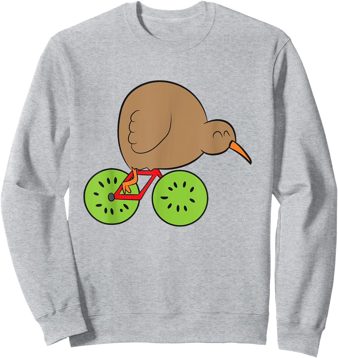 Funny Kiwi Fruit And Kiwi Bird New Zealand Cycling Kiwi Bird Sweatshirt - Sweatshirt | Ash