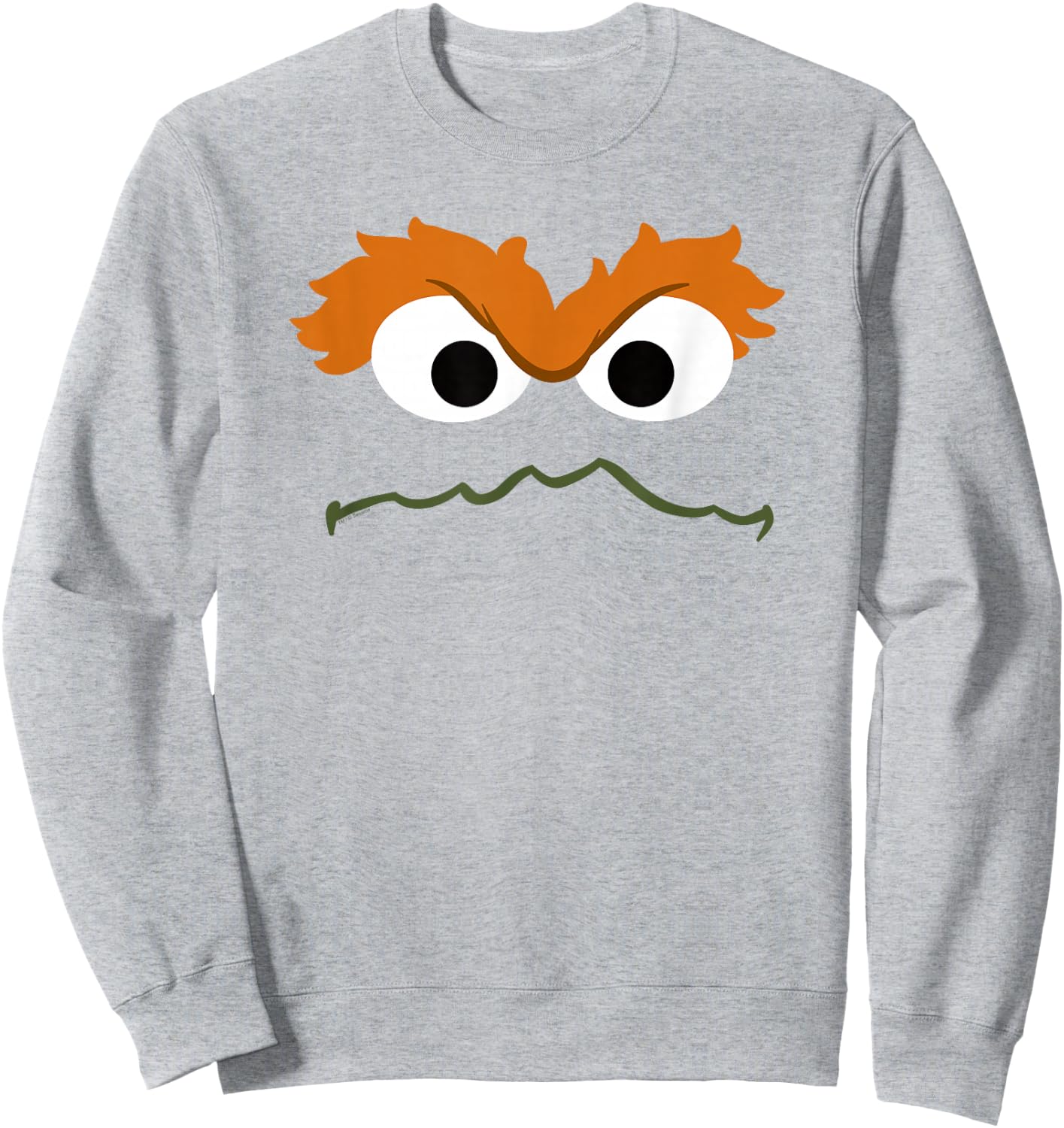 Sesame Street Oscar The Grouch Face Halloween Costume Sweatshirt - Sweatshirt | Ash