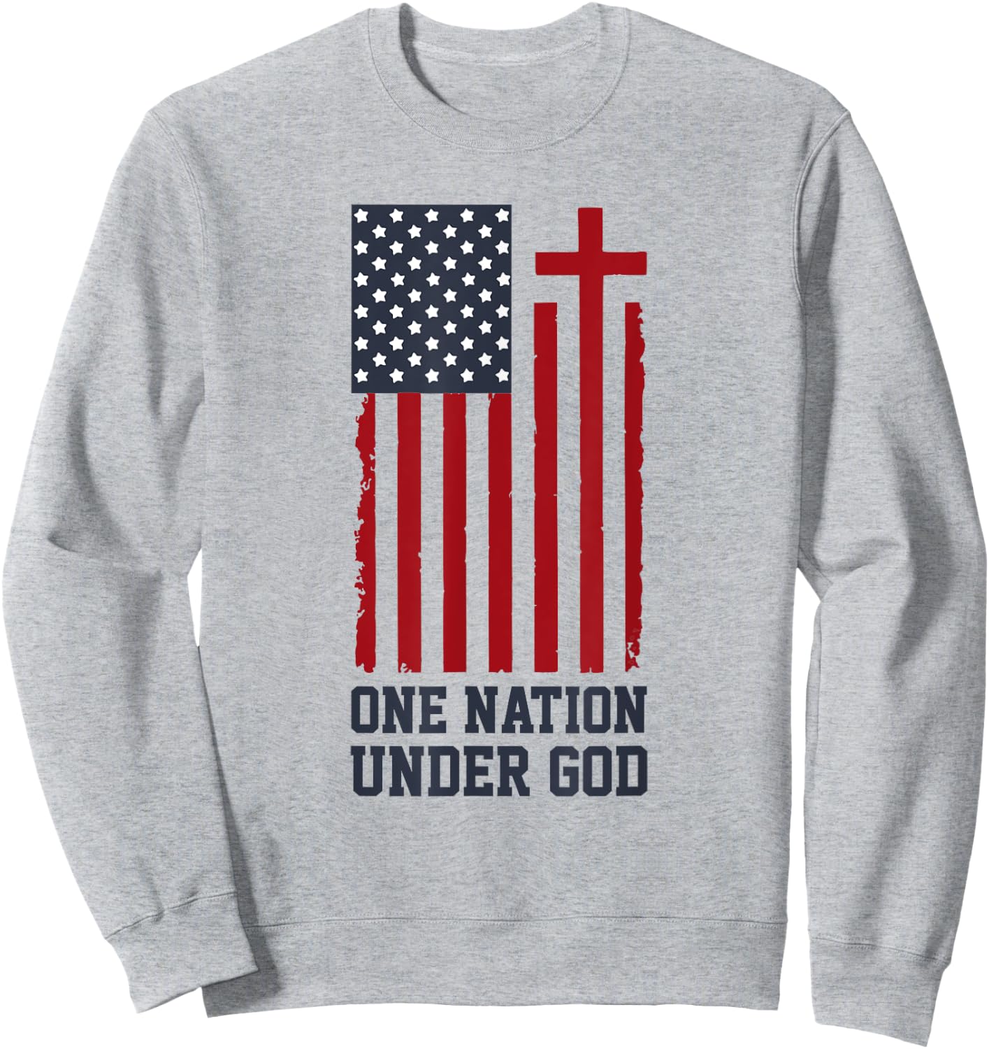 Patriotic Christian American Flag - One Nation Under God Sweatshirt - Sweatshirt | Ash