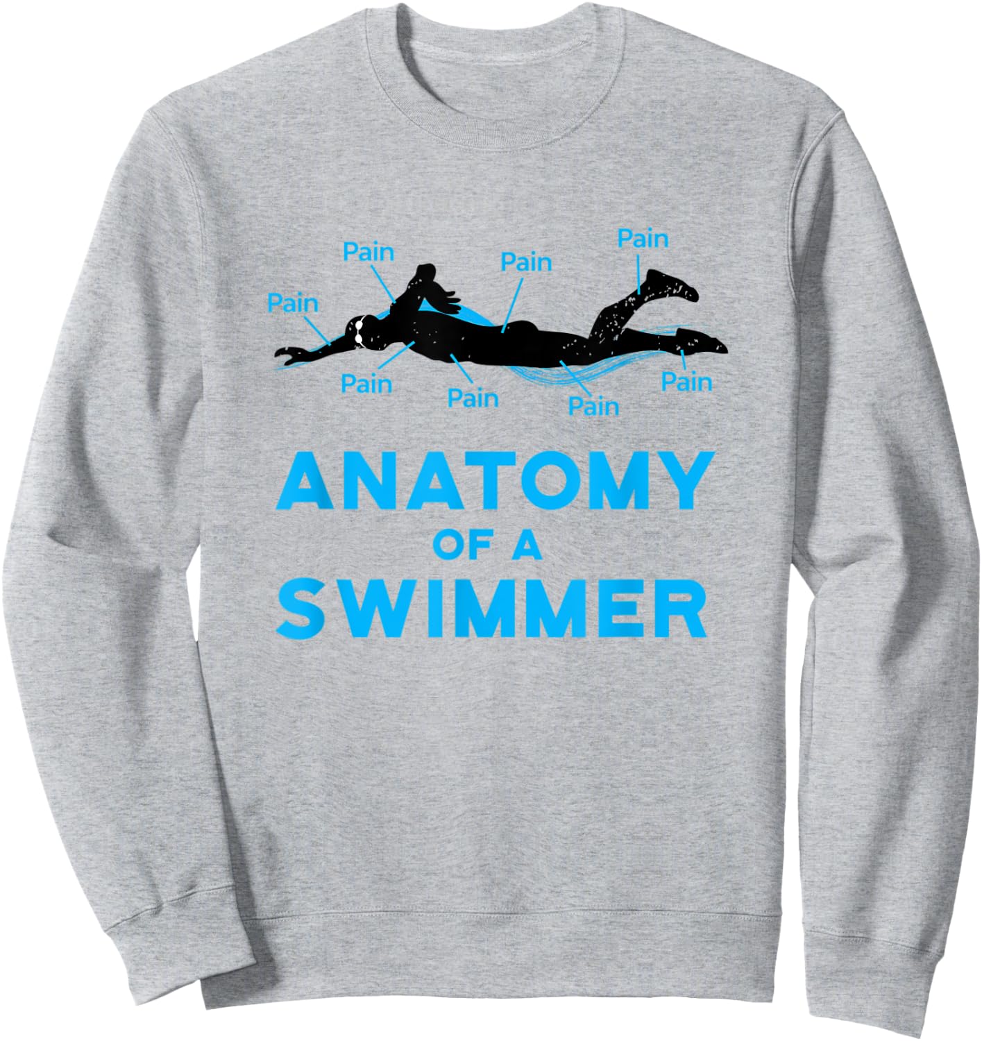 Swimming Fan Gifts: Anatomy Of A Swimmer Sweatshirt - Sweatshirt | Ash