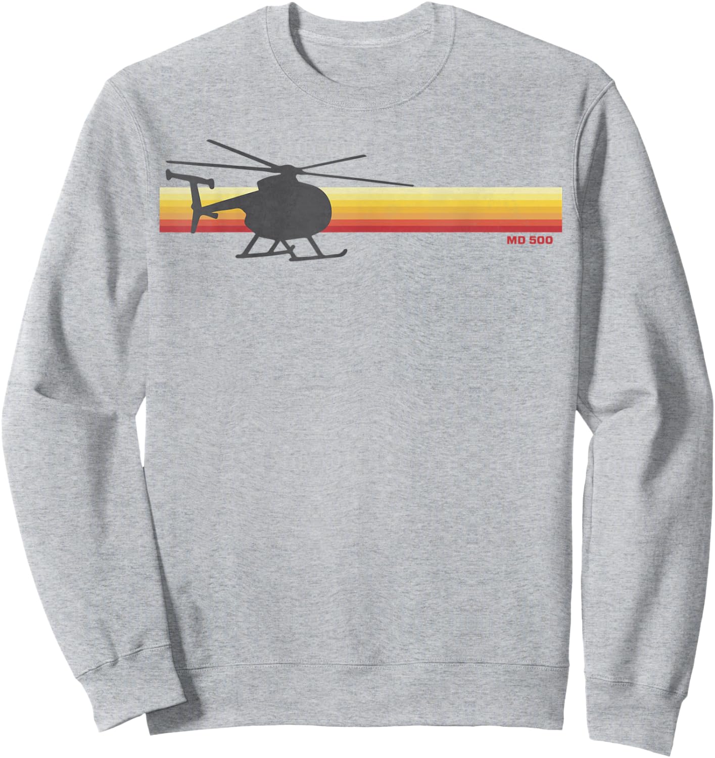 MD 500 Vintage Helicopter Pilot Silhouette Sunset Hughes 500 Sweatshirt - Sweatshirt | Ash