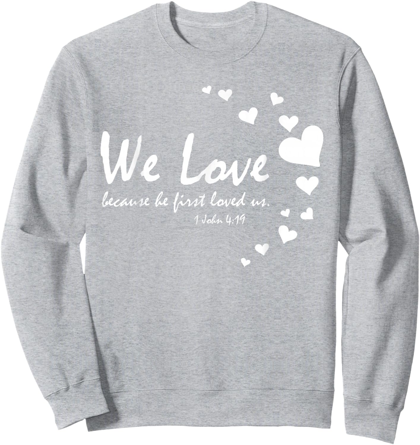 Cute Christian Valentines Day Gifts Women Bible Verse Heart Sweatshirt - Sweatshirt | Ash