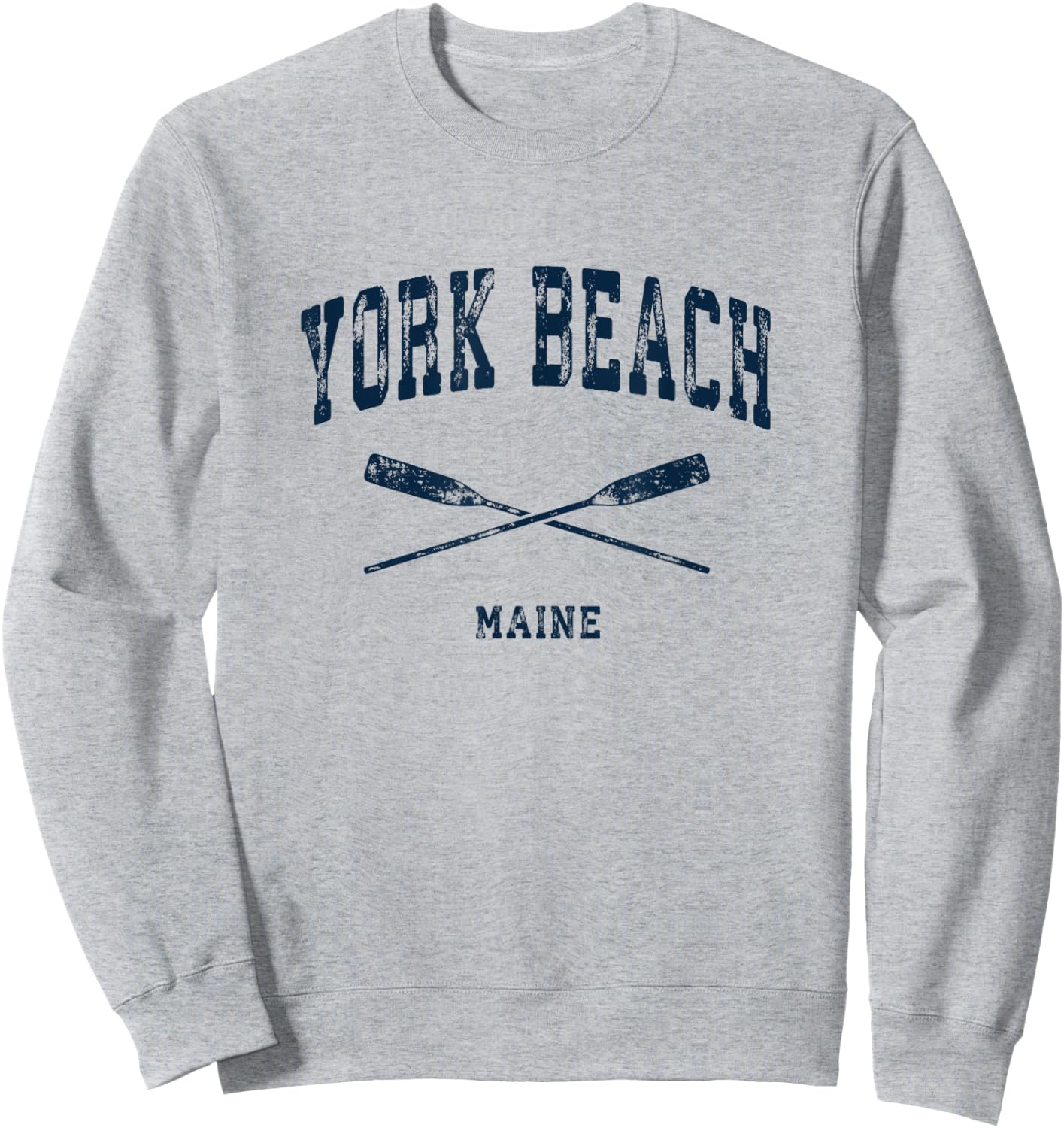 York Beach Maine Vintage Nautical Crossed Oars Navy Men Women Kids Sweatshirt - Sweatshirt | Ash
