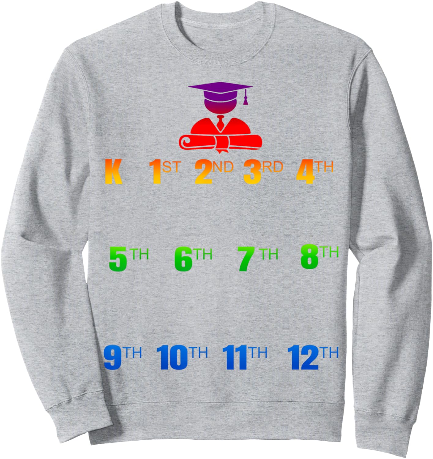 K-12 Handprints Grow With Me School Year Chart Sweatshirt - Sweatshirt | Ash