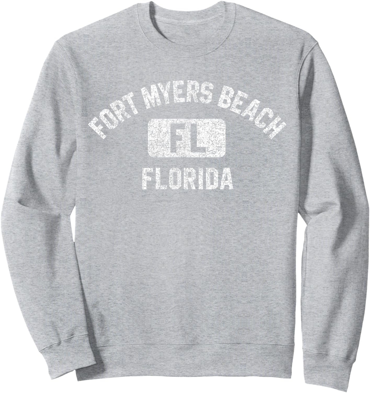 Fort Myers Beach FL Gym Style Pink w Distressed White Print Women Kids Sweatshirt - Sweatshirt | Ash