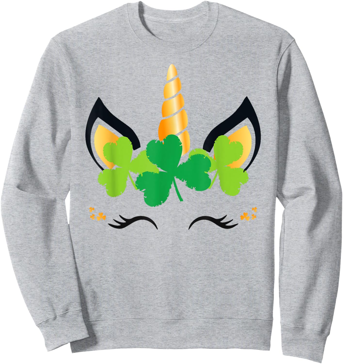 St Patricks Day Unicorn Shirt Girls Outfit Lucky Shamrock Sweatshirt - Sweatshirt | Ash