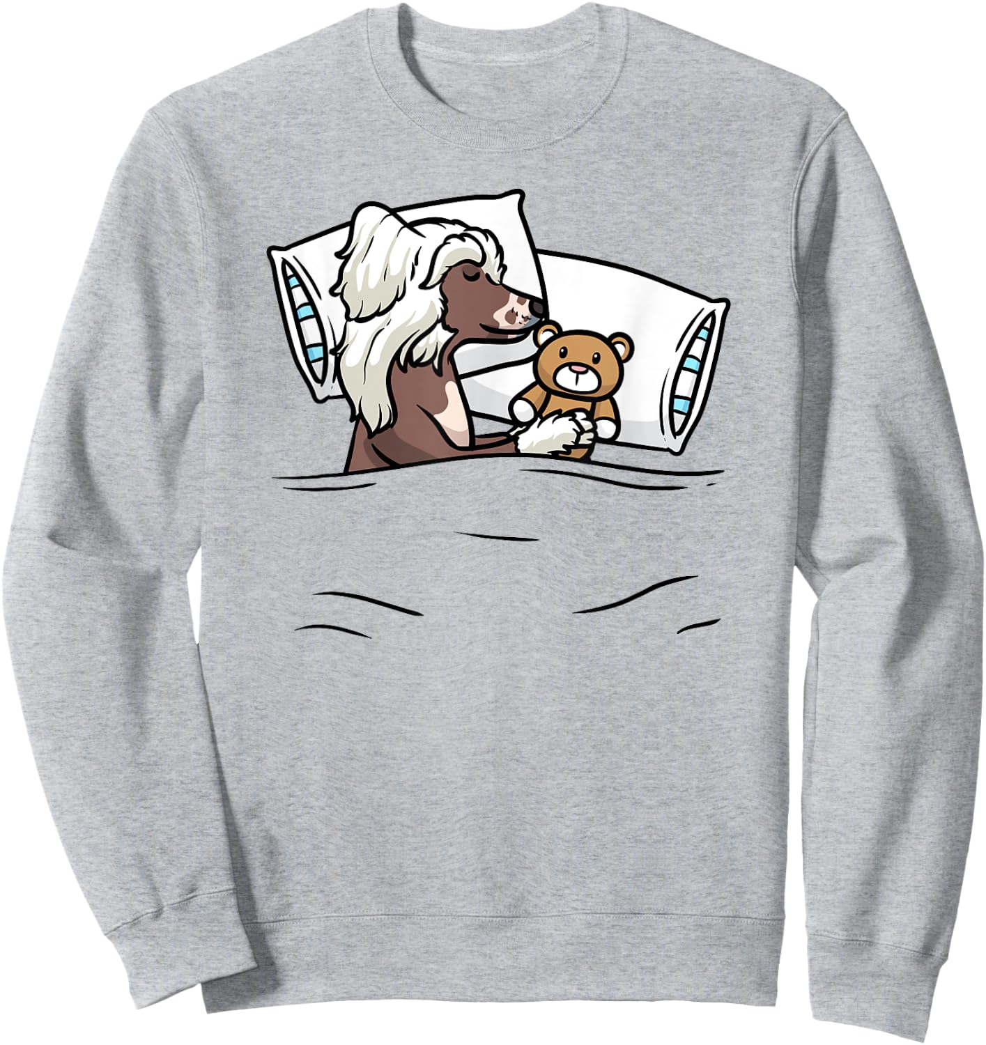 Sleeping Chinese Crested Dog With Stuffed Animal Sweatshirt - Sweatshirt | Ash