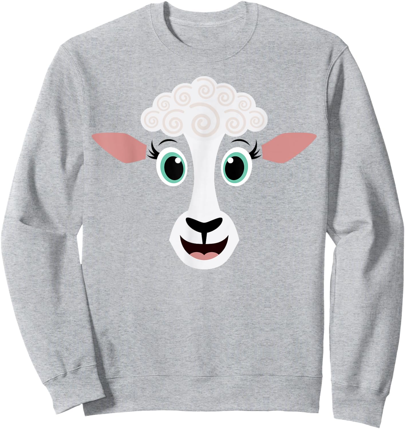 Funny Halloween Costume for Girls Boys - Cute Sheep Face Sweatshirt - Sweatshirt | Ash