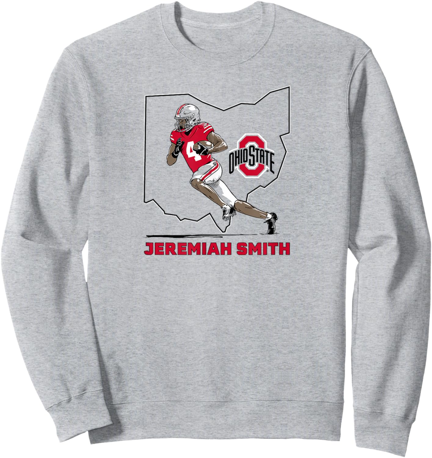 Ohio State Football: Jeremiah Smith State Star Sweatshirt - Sweatshirt | Ash