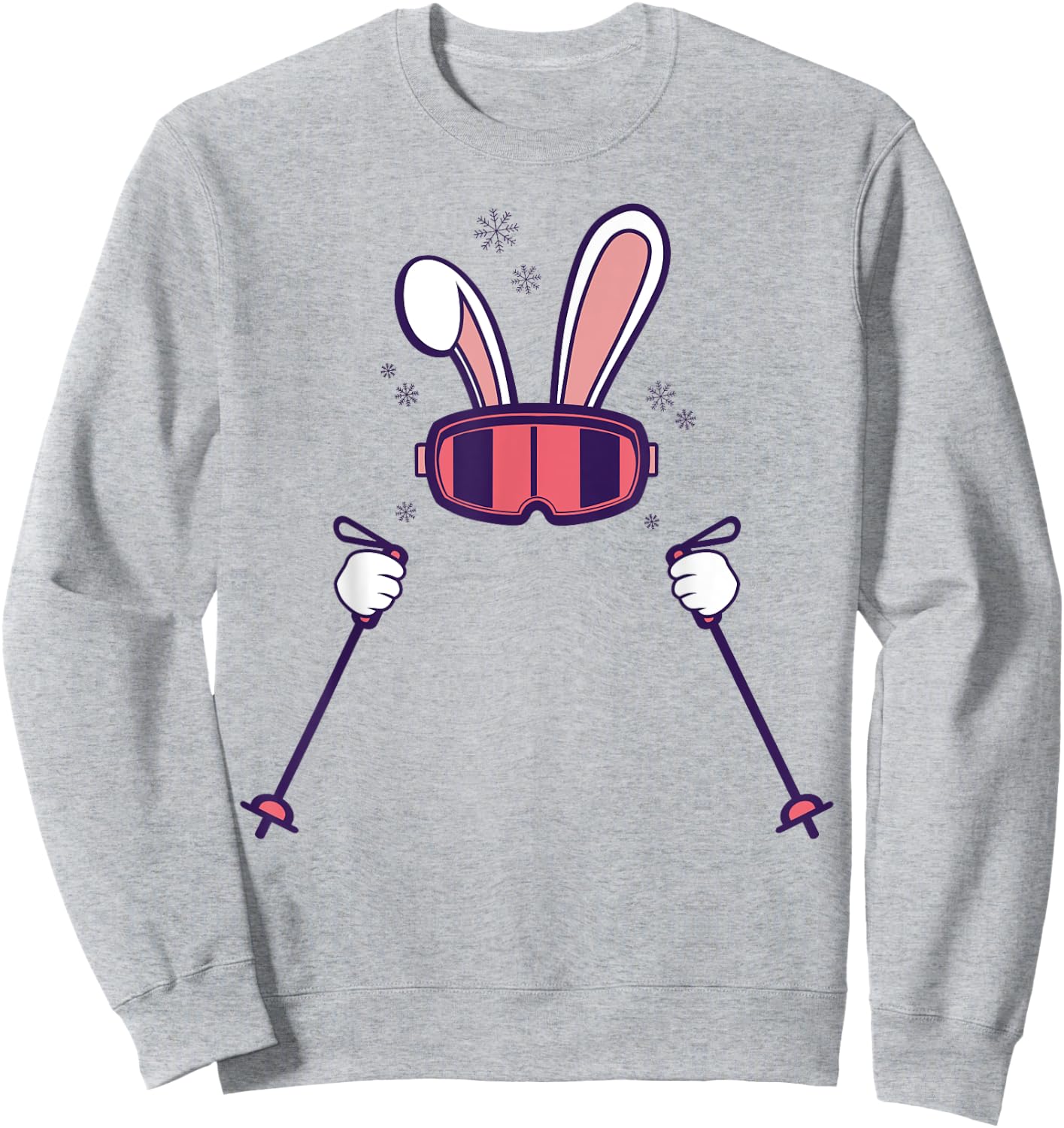 Skiing Rabbit Fun Winter Sports Easter Bunny Vibes Sweatshirt - Sweatshirt | Ash