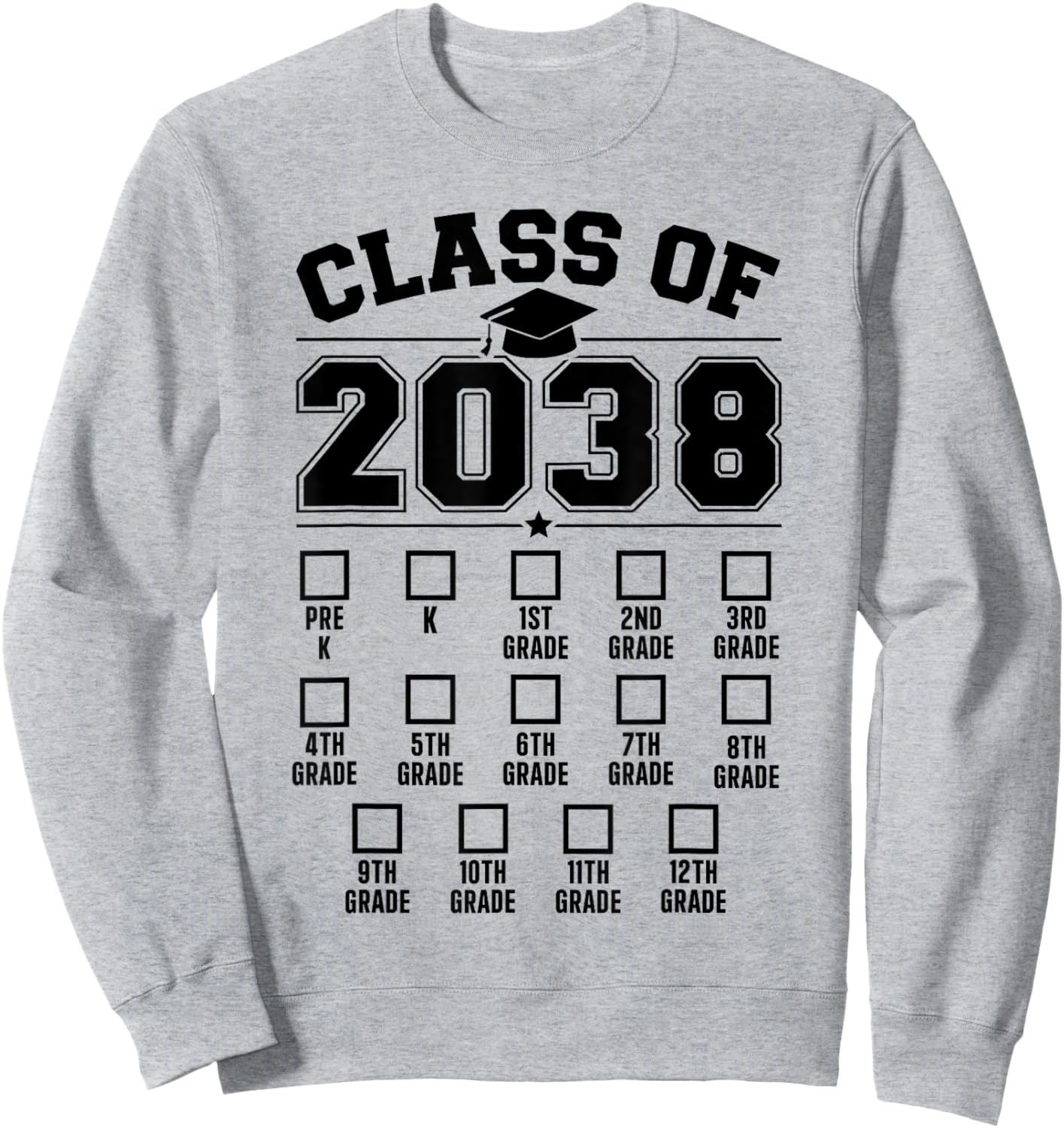 Class of 2038 grow with me checklist pre-k to 12th grade Sweatshirt - Sweatshirt | Ash