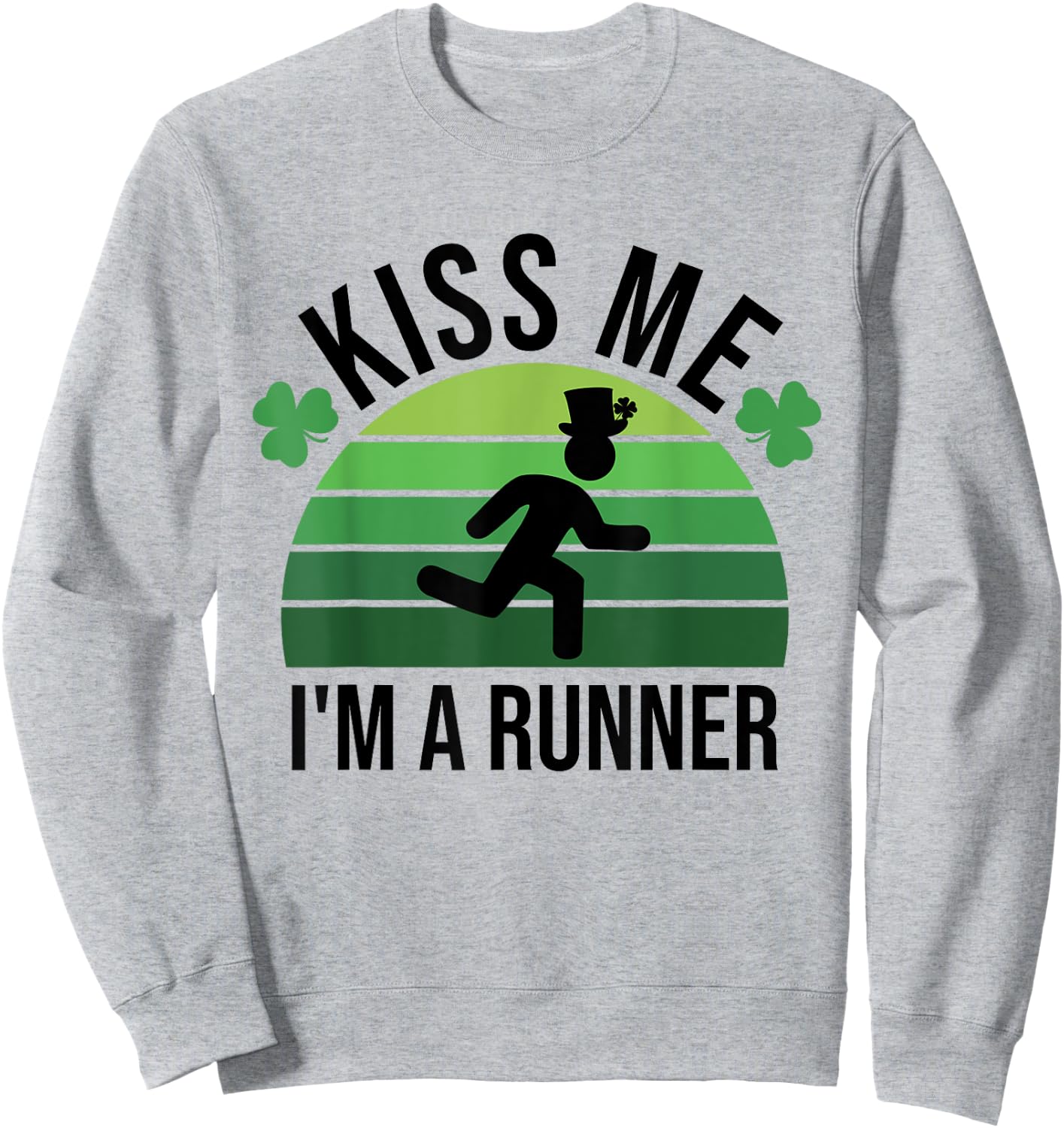 Kiss Me I'm A Runner Retro Marathon Running St Patrick's Day Sweatshirt - Sweatshirt | Ash